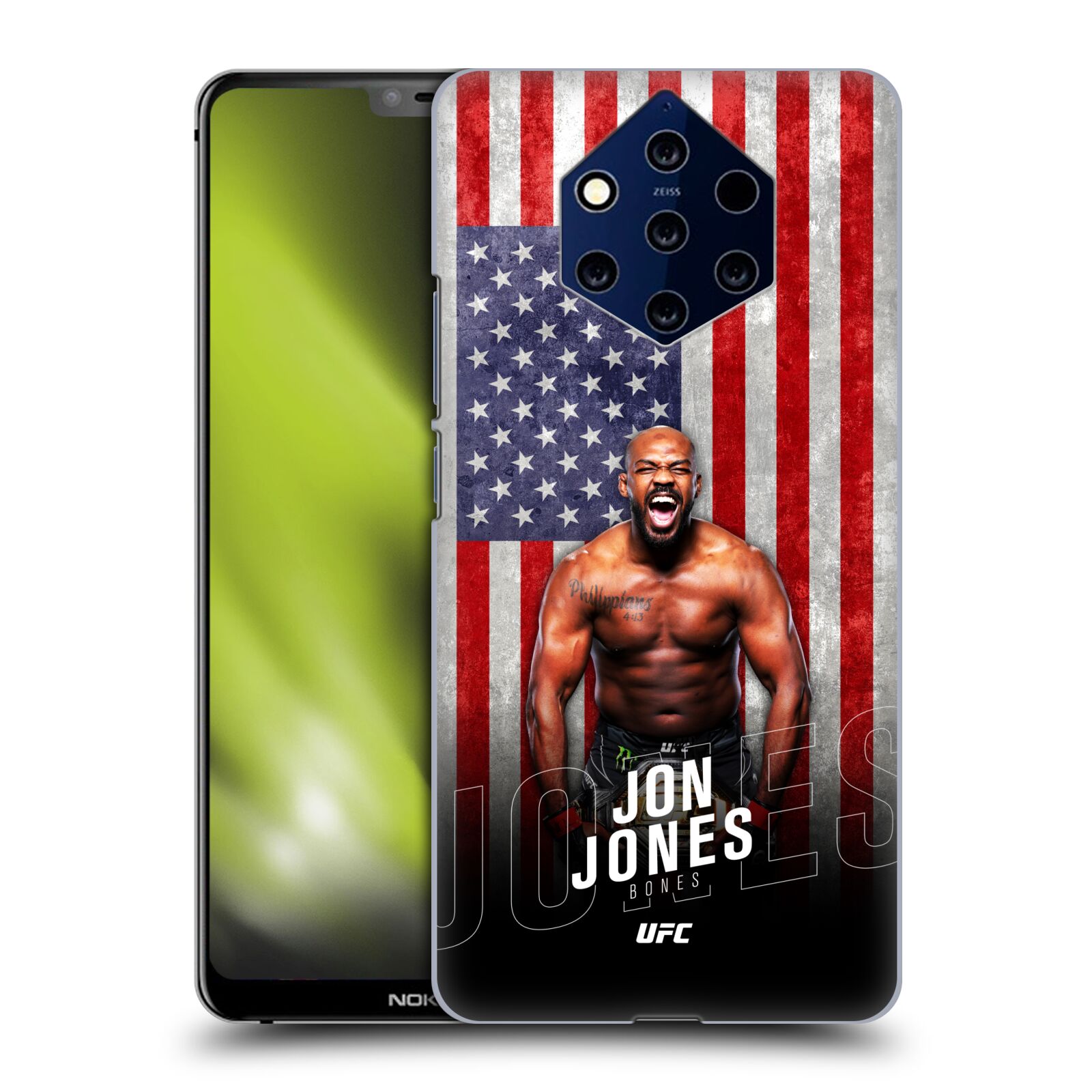 Obal na mobil NOKIA 9 PureView - HEAD CASE - Jon Jones - UFC USA Vlajka