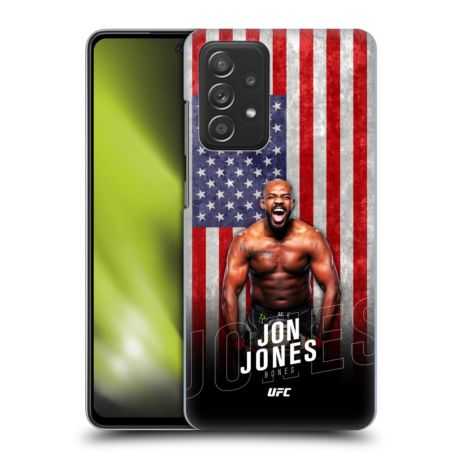 Obal na mobil Samsung Galaxy A52 / A52 5G / A52s 5G - HEAD CASE - Jon Jones - UFC USA Vlajka