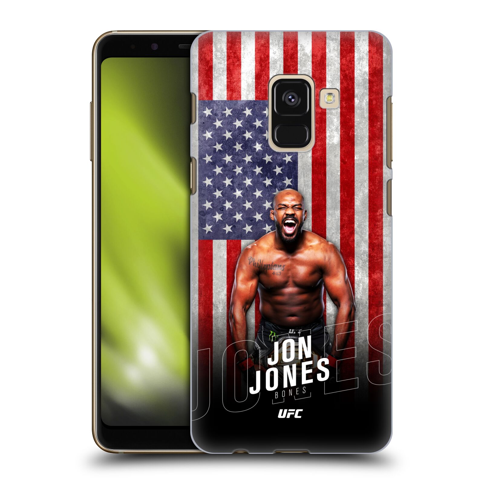 Obal na mobil Samsung Galaxy A8+ 2018, A8 PLUS 2018 - HEAD CASE - Jon Jones - UFC USA Vlajka