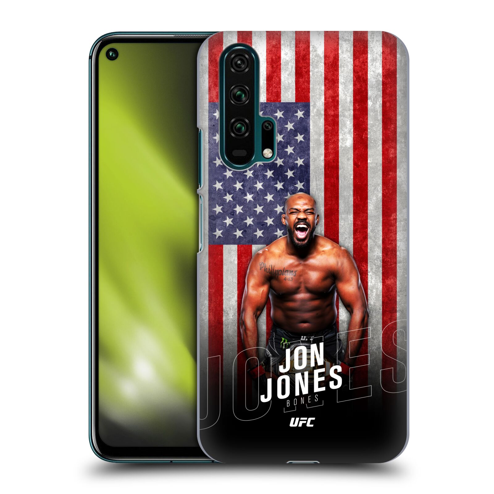 Obal na mobil HONOR 20 PRO - HEAD CASE - Jon Jones - UFC USA Vlajka