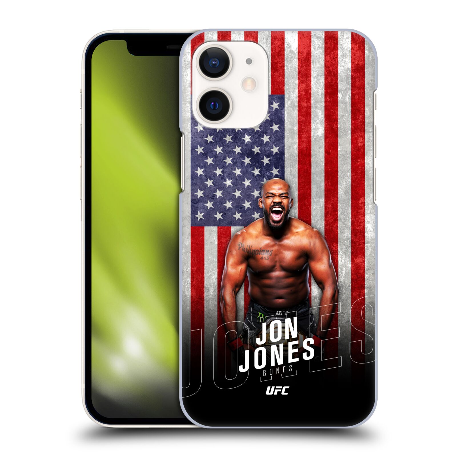 Obal na mobil Apple Iphone 12 MINI - HEAD CASE - Jon Jones - UFC USA Vlajka