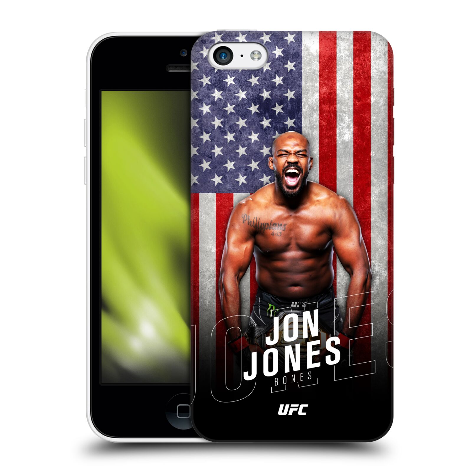 Obal na mobil Apple Iphone 5C - HEAD CASE - Jon Jones - UFC USA Vlajka
