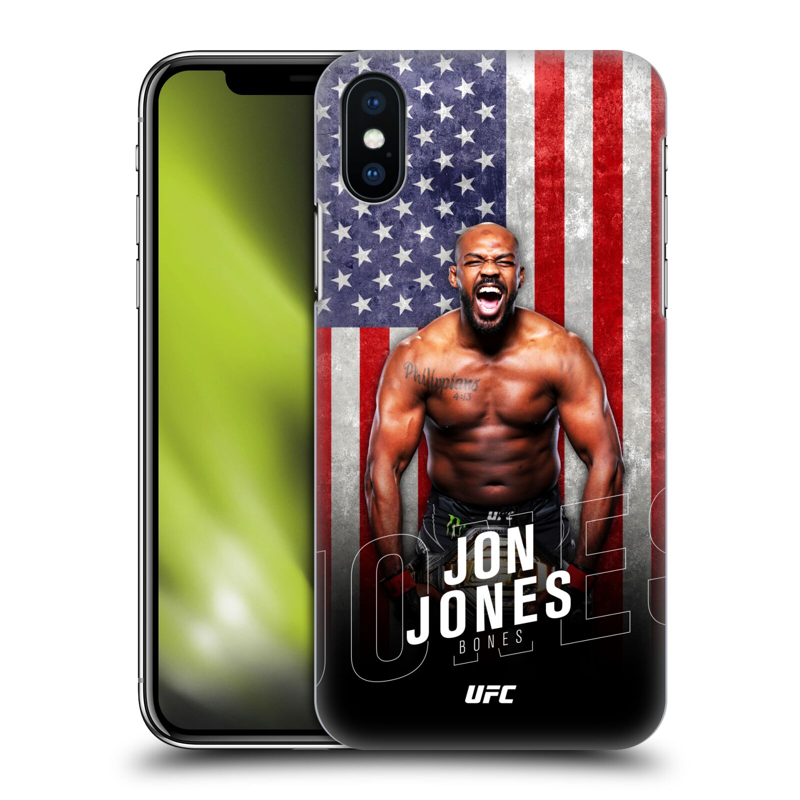 Obal na mobil Apple Iphone X/XS - HEAD CASE - Jon Jones - UFC USA Vlajka