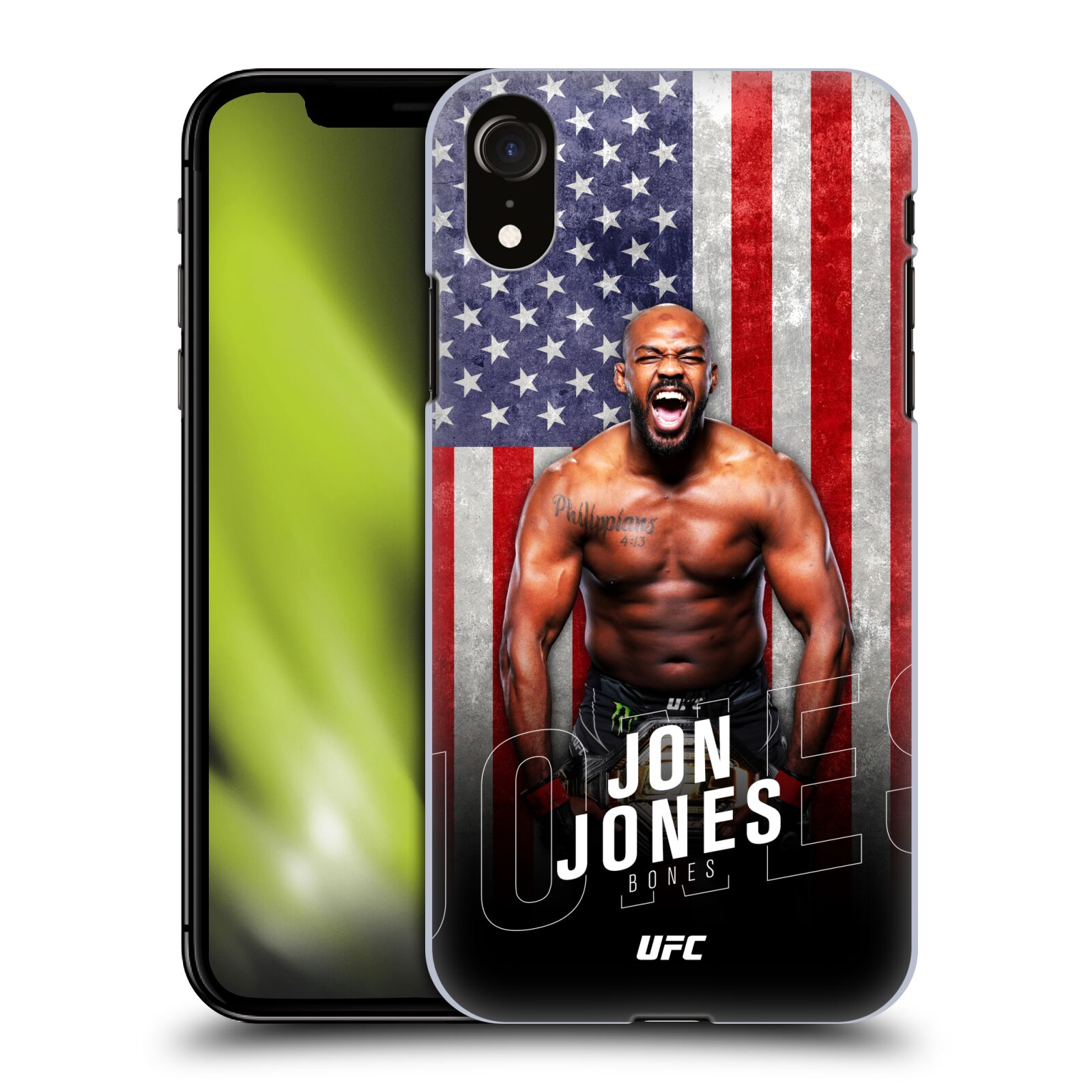 Obal na mobil Apple Iphone XR - HEAD CASE - Jon Jones - UFC USA Vlajka