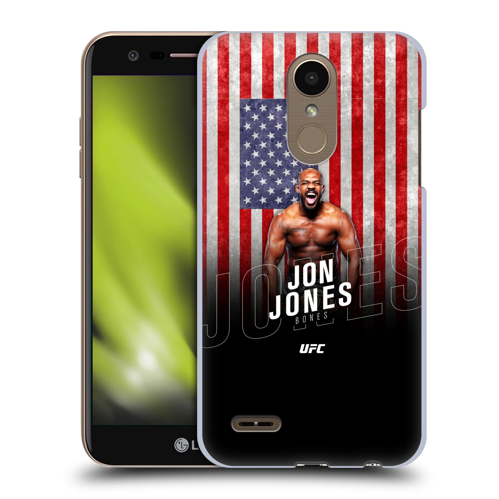 Obal na mobil LG K10 2018 - HEAD CASE - Jon Jones - UFC USA Vlajka