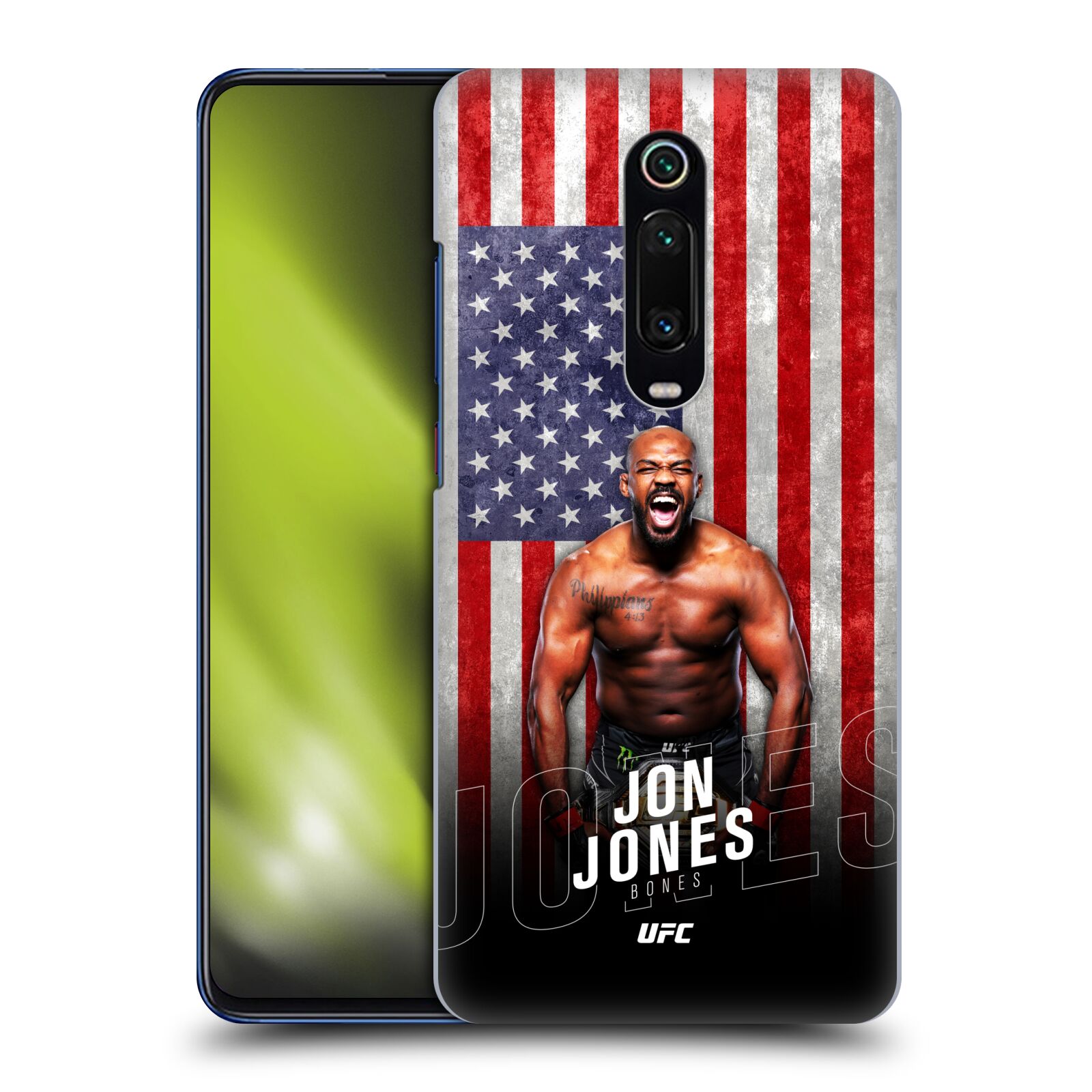 Obal na mobil Xiaomi Mi 9T / Mi 9T PRO - HEAD CASE - Jon Jones - UFC USA Vlajka