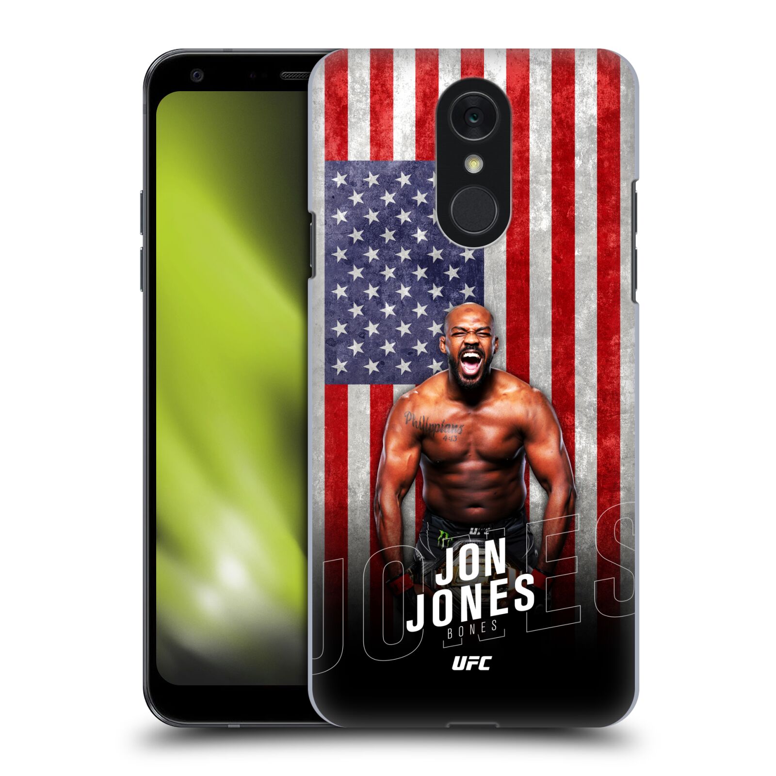 Obal na mobil LG Q7 - HEAD CASE - Jon Jones - UFC USA Vlajka