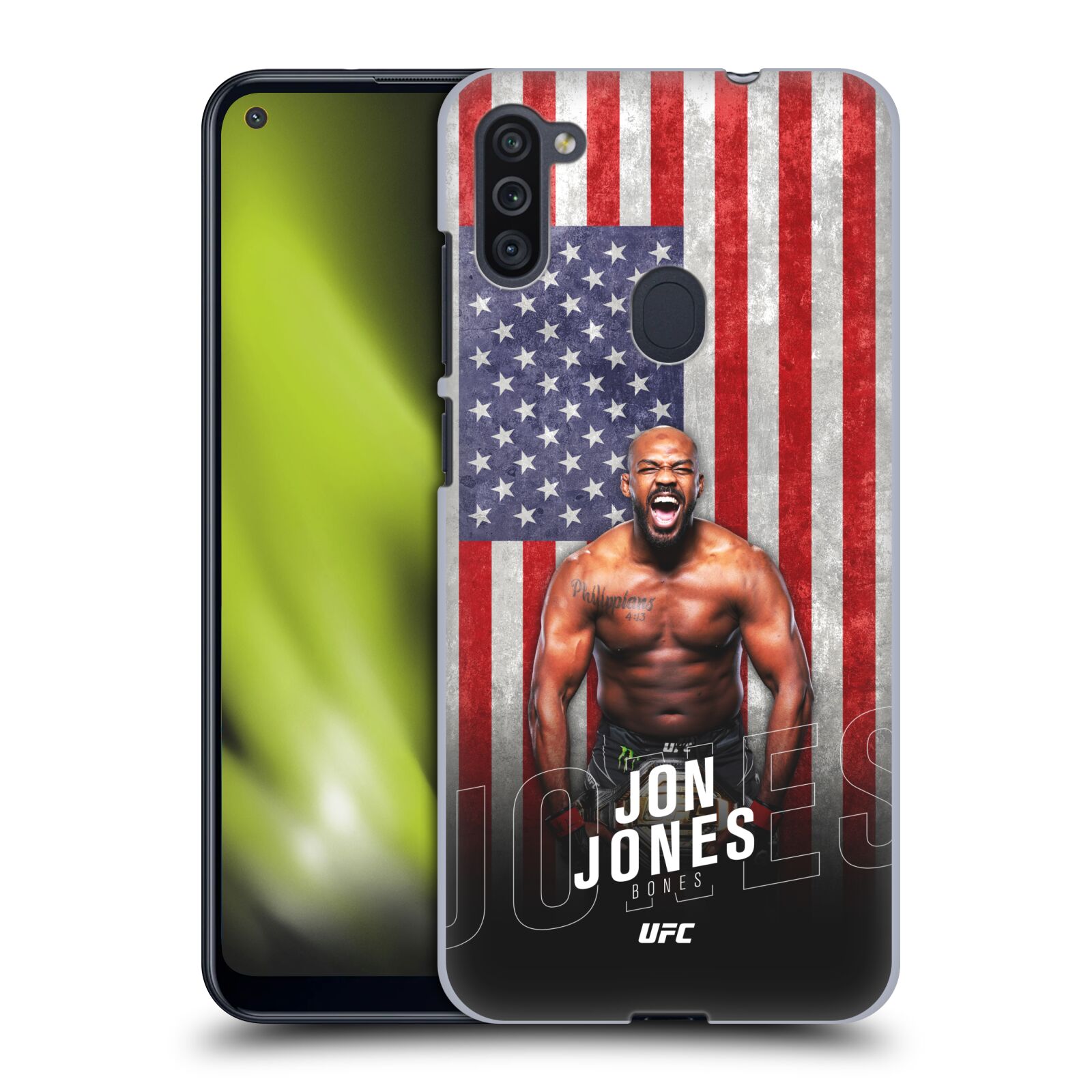 Obal na mobil Samsung Galaxy M11 - HEAD CASE - Jon Jones - UFC USA Vlajka