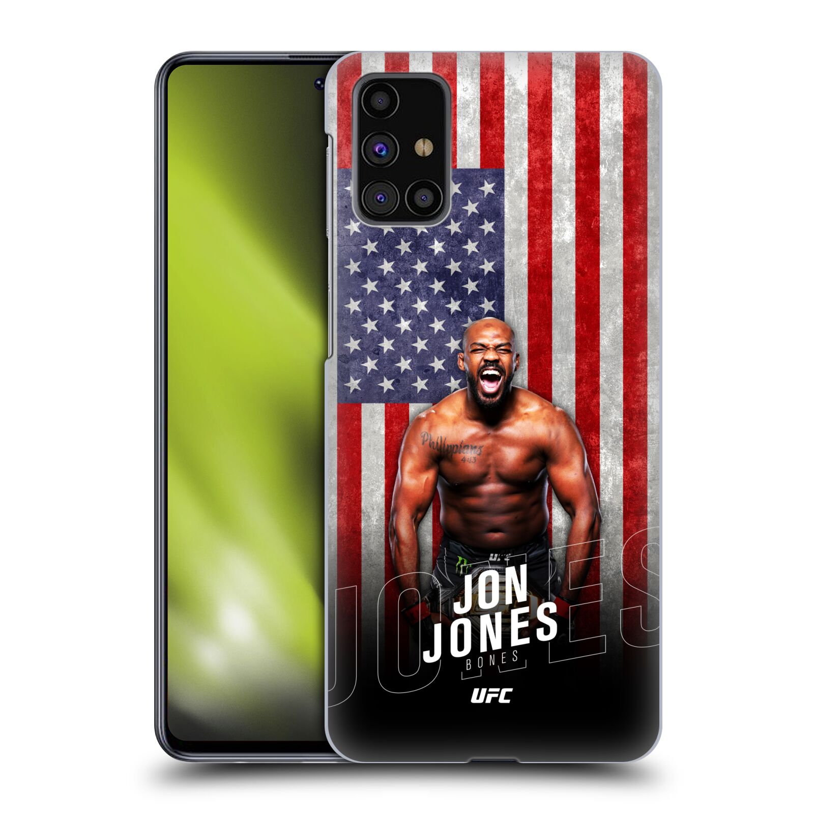 Obal na mobil Samsung Galaxy M31s - HEAD CASE - Jon Jones - UFC USA Vlajka