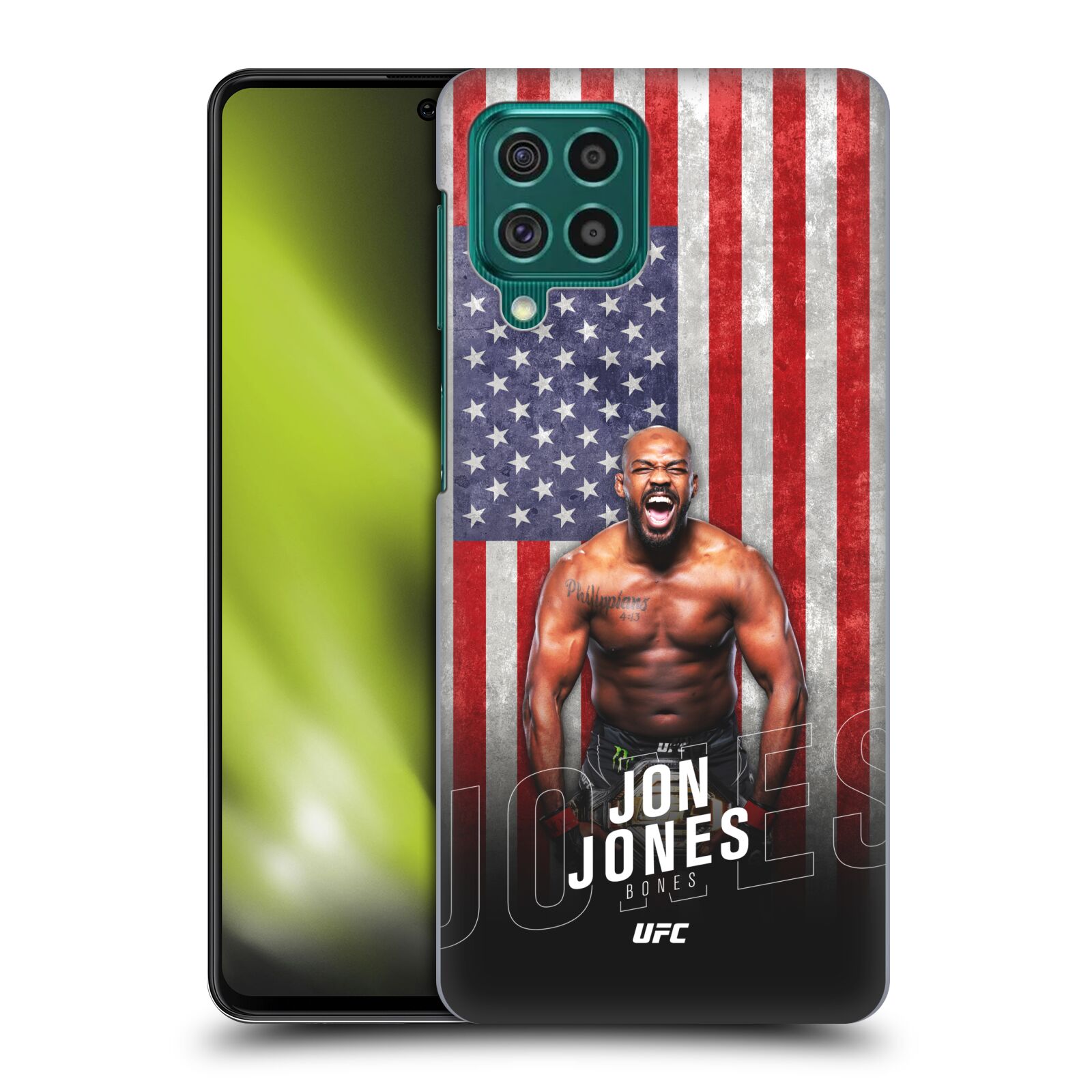 Obal na mobil Samsung Galaxy M62 - HEAD CASE - Jon Jones - UFC USA Vlajka