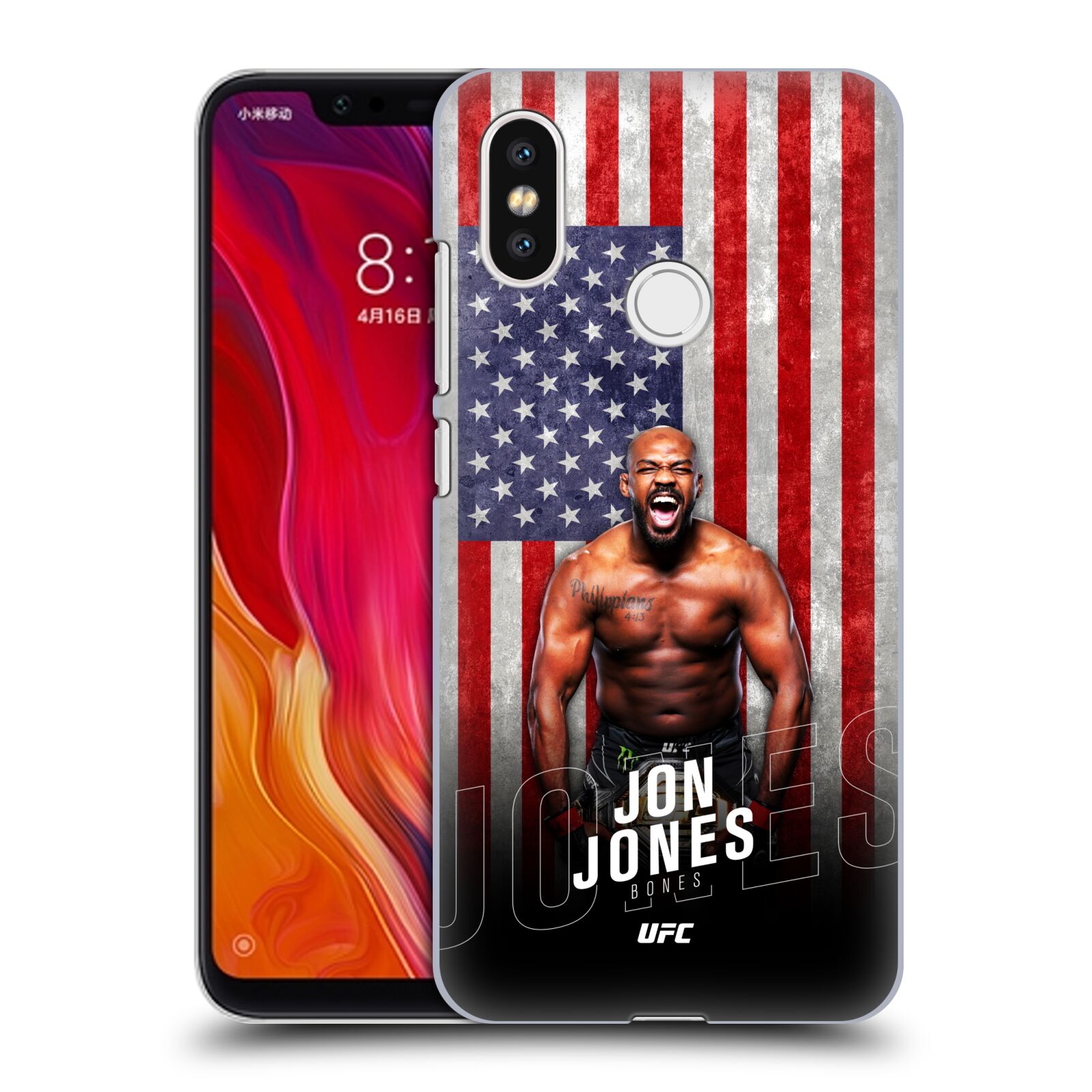Obal na mobil Xiaomi  Mi 8 - HEAD CASE - Jon Jones - UFC USA Vlajka