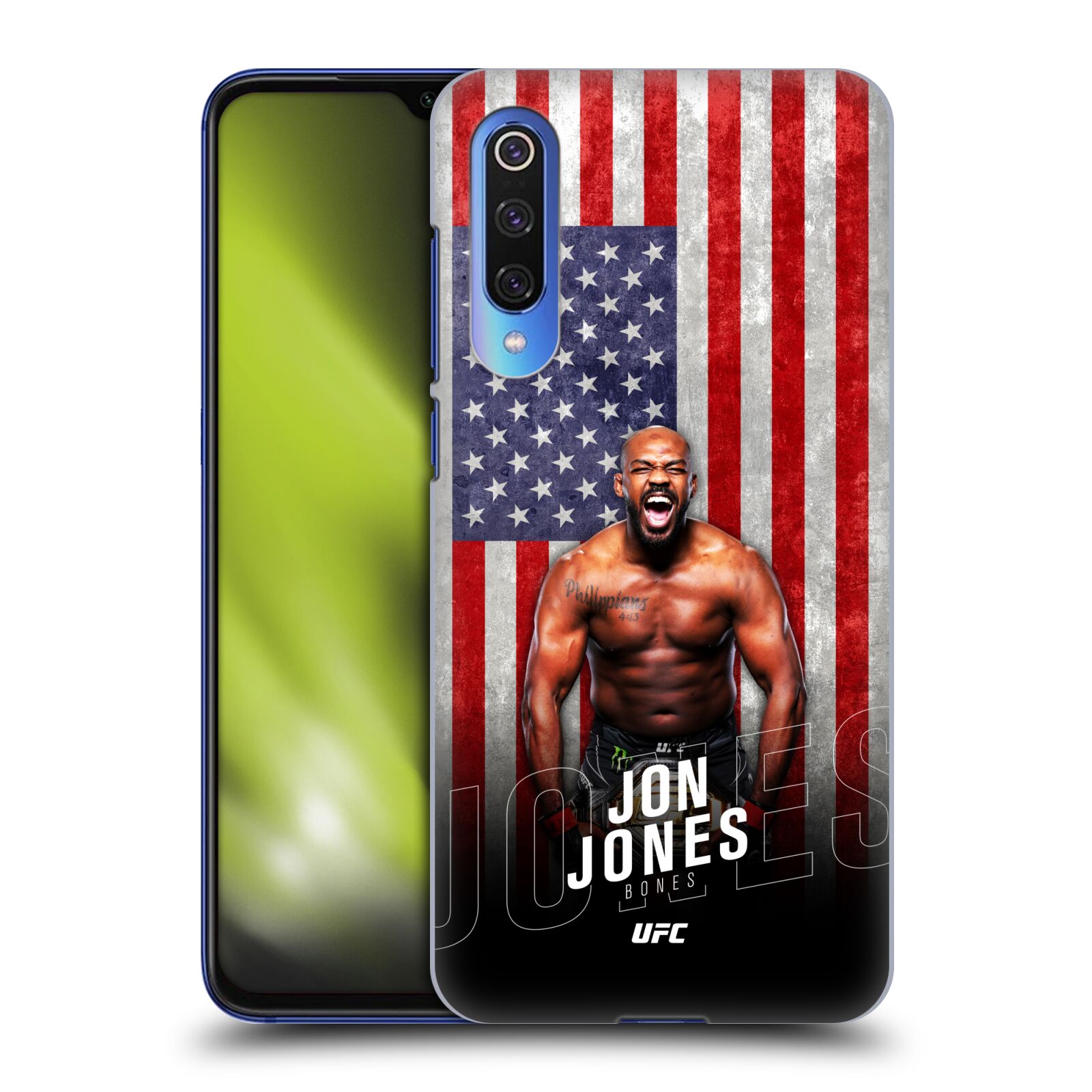 Obal na mobil Xiaomi  Mi 9 SE - HEAD CASE - Jon Jones - UFC USA Vlajka