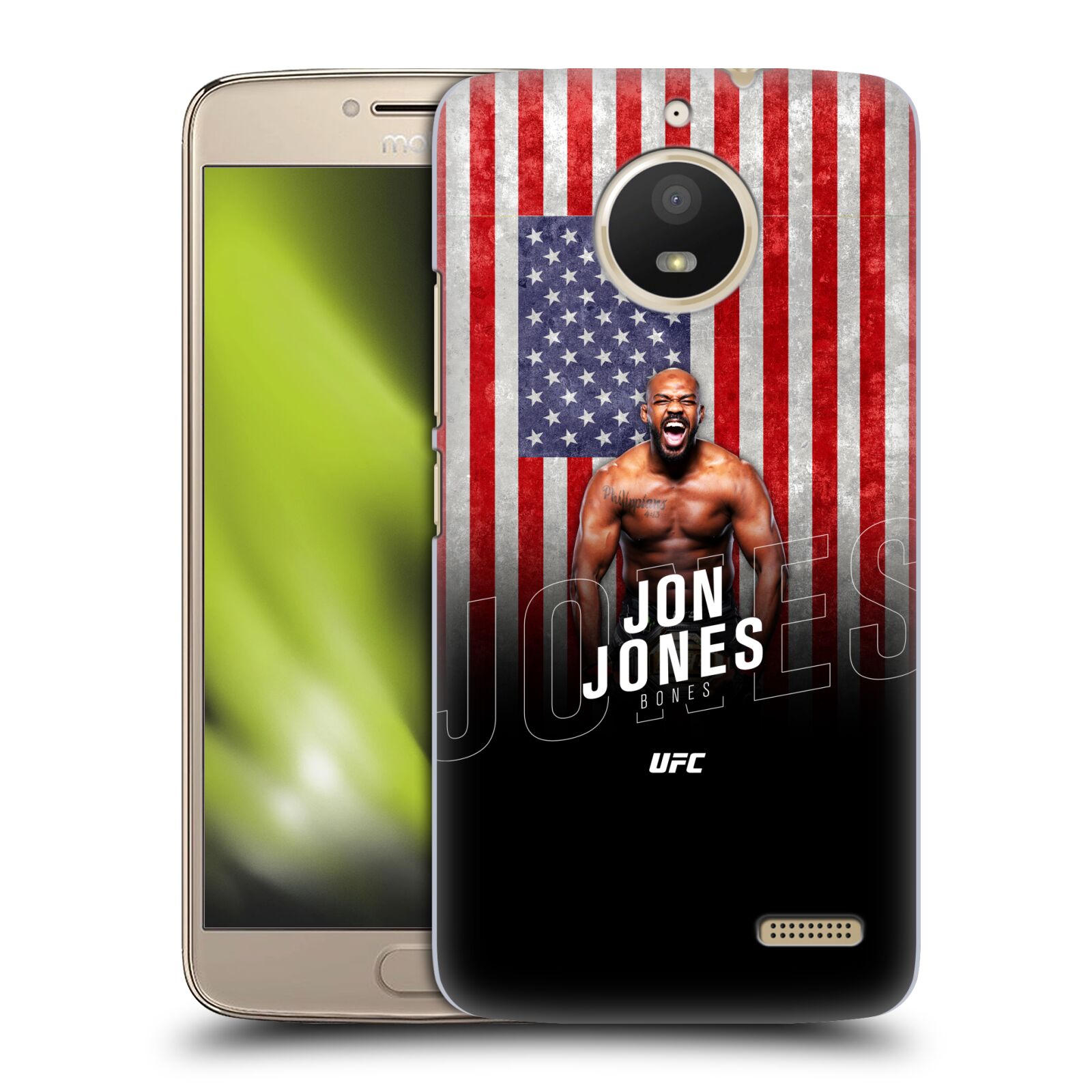Obal na mobil Lenovo Moto E4 - HEAD CASE - Jon Jones - UFC USA Vlajka