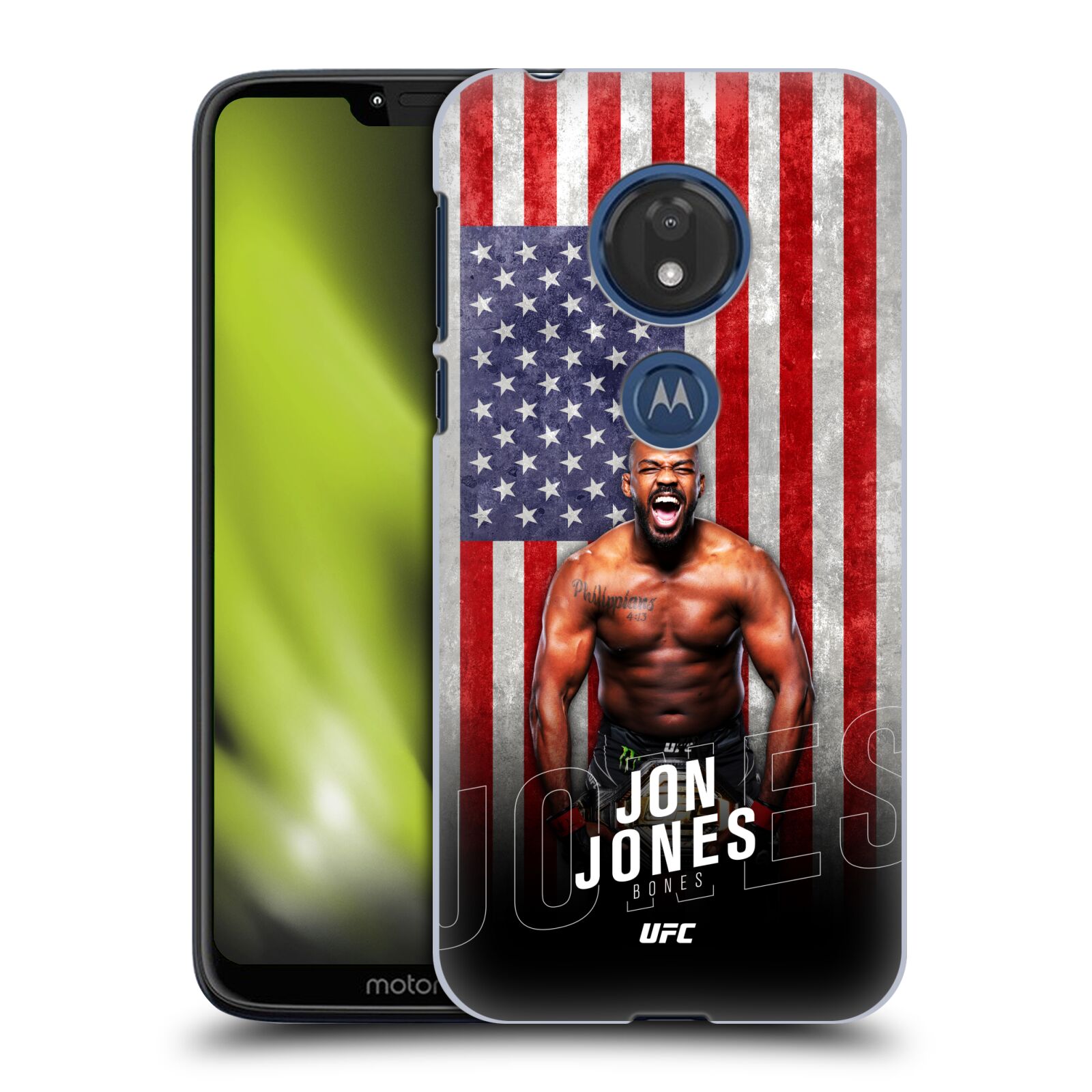 Obal na mobil Motorola Moto G7 Play - HEAD CASE - Jon Jones - UFC USA Vlajka