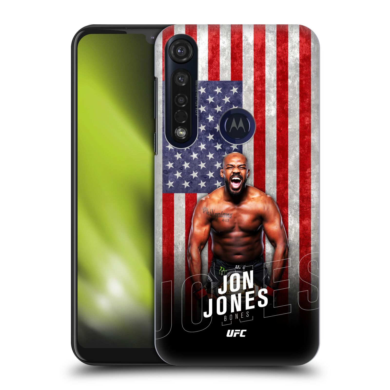 Obal na mobil Motorola Moto G8 PLUS - HEAD CASE - Jon Jones - UFC USA Vlajka