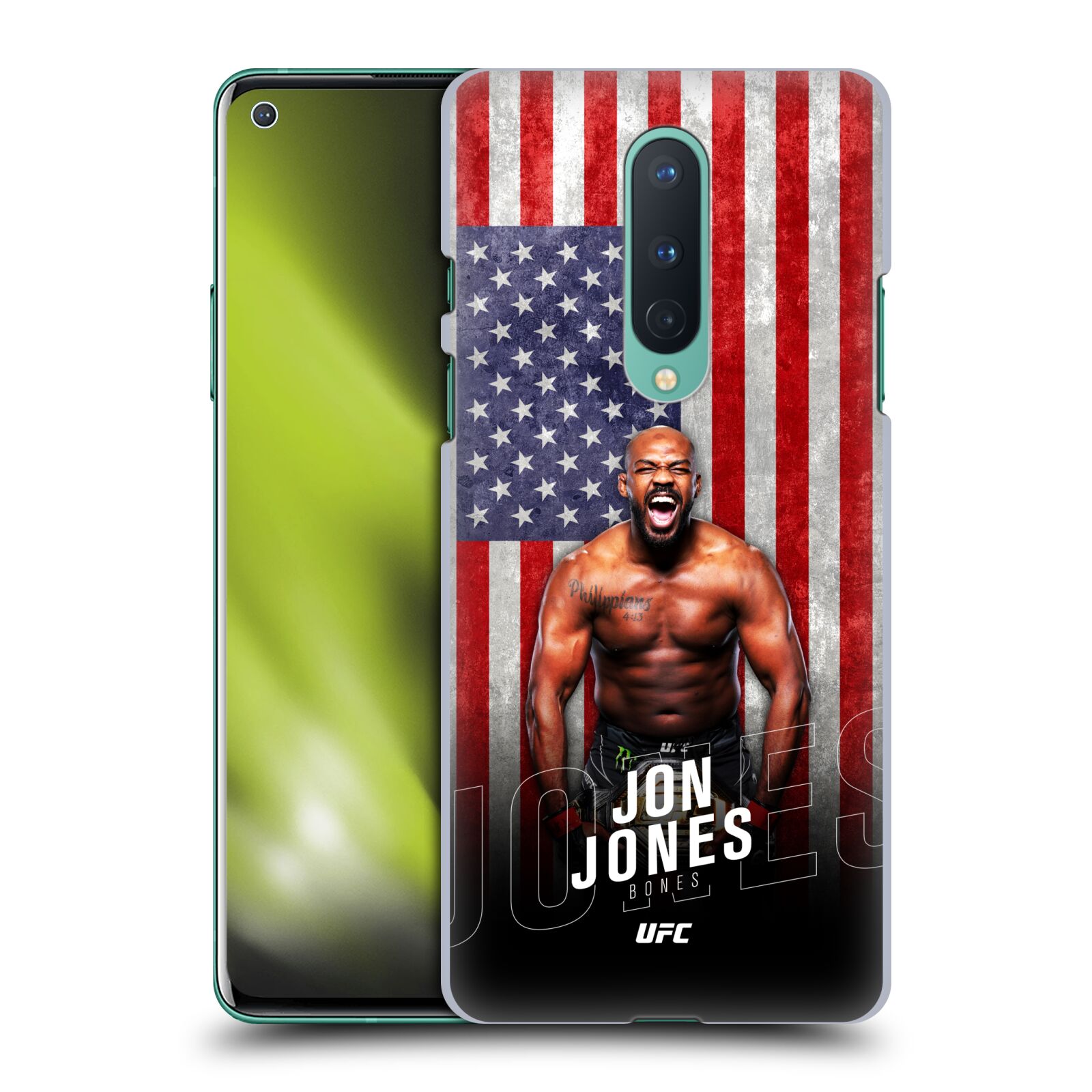 Obal na mobil OnePlus 8 5G - HEAD CASE - Jon Jones - UFC USA Vlajka