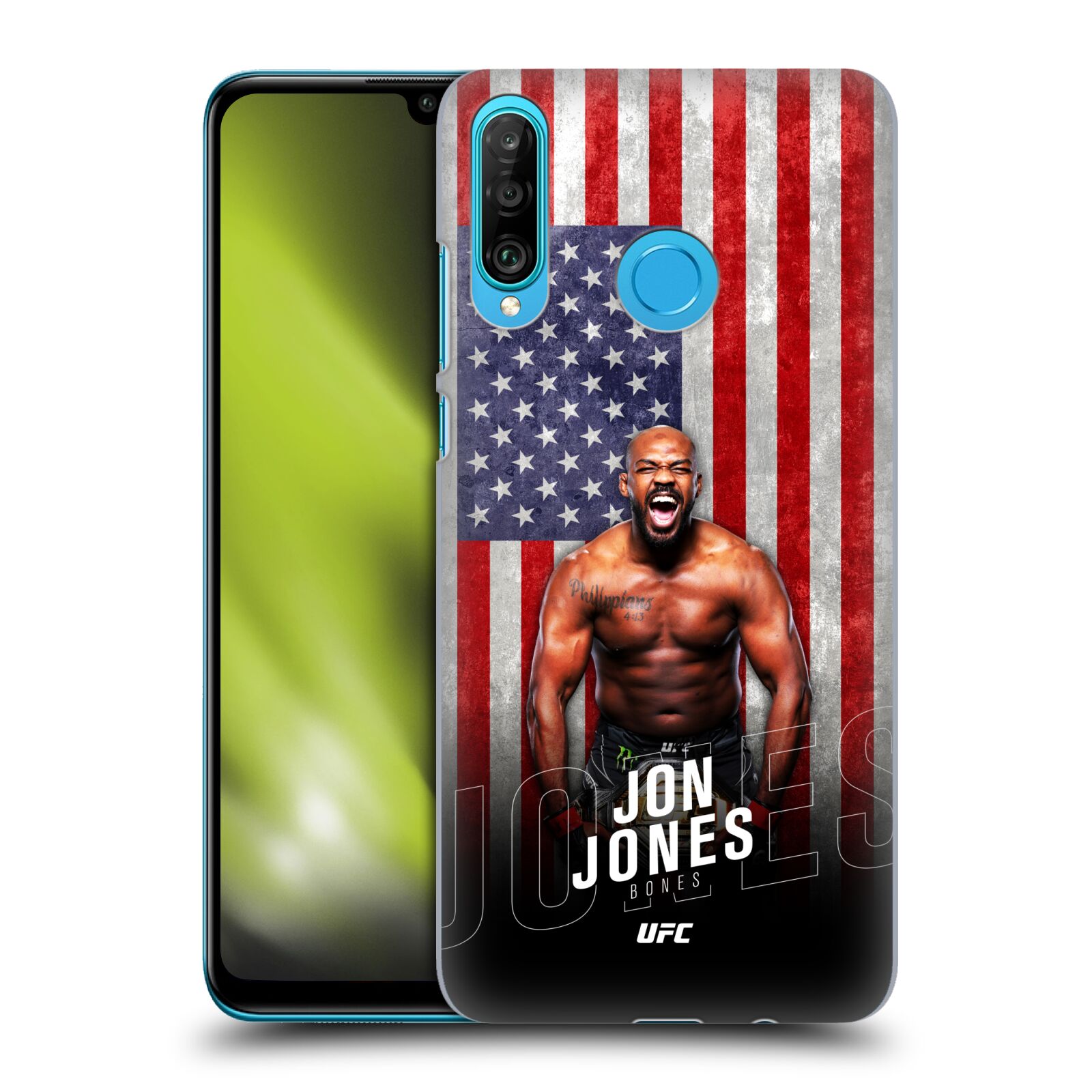 Obal na mobil Huawei P30 LITE - HEAD CASE - Jon Jones - UFC USA Vlajka