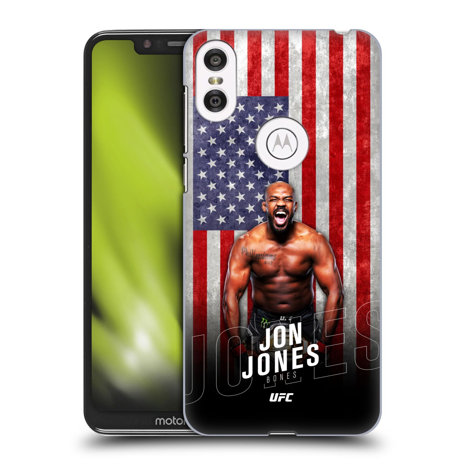 Obal na mobil Motorola Moto ONE - HEAD CASE - Jon Jones - UFC USA Vlajka