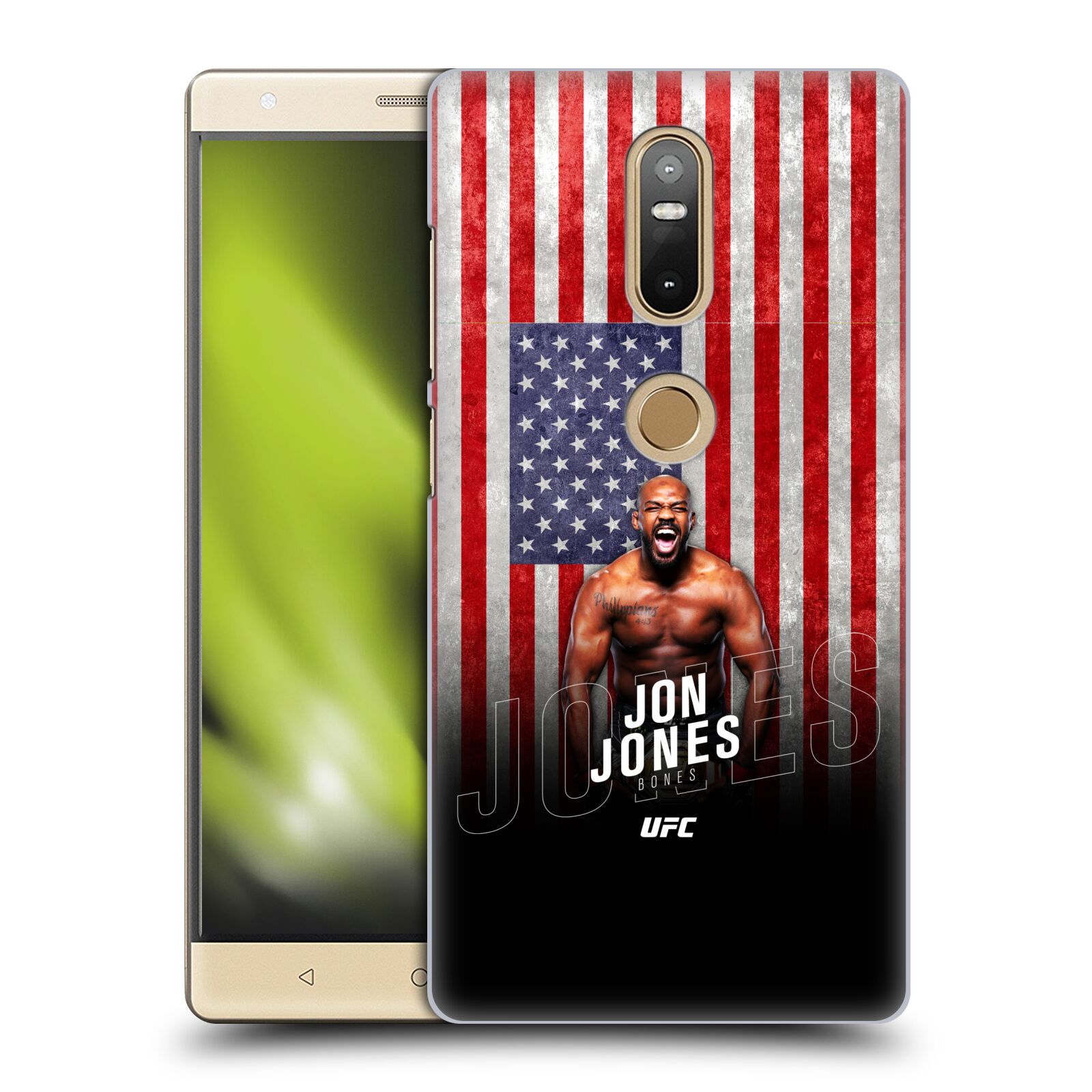 Obal na mobil Lenovo Phab 2 PLUS - HEAD CASE - Jon Jones - UFC USA Vlajka
