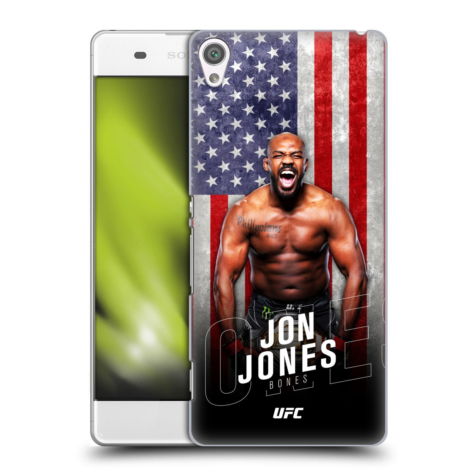 Obal na mobil Sony Xperia XA - HEAD CASE - Jon Jones - UFC USA Vlajka