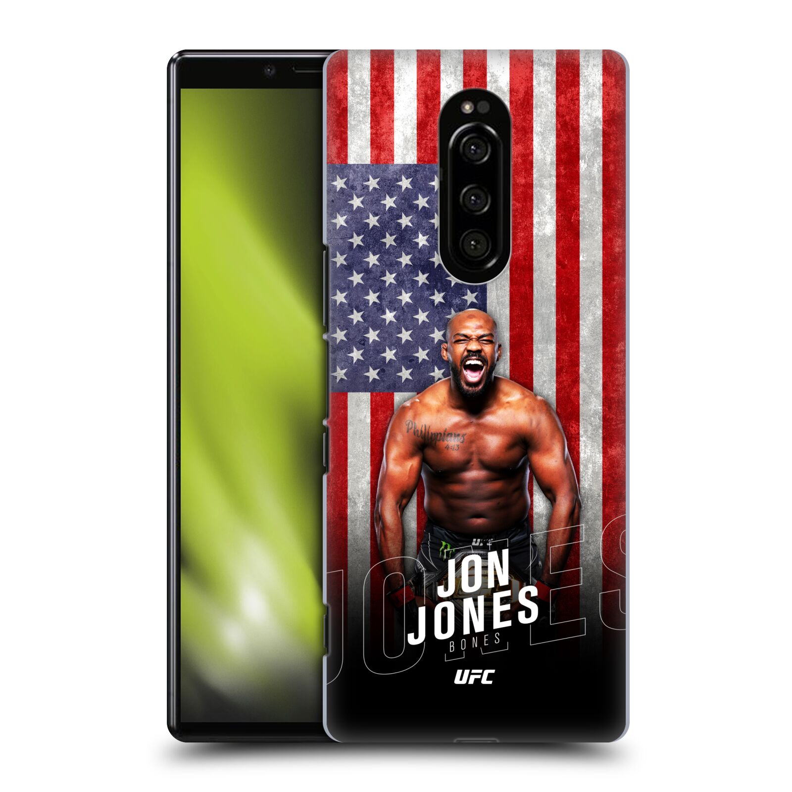 Obal na mobil Sony Xperia 1 - HEAD CASE - Jon Jones - UFC USA Vlajka