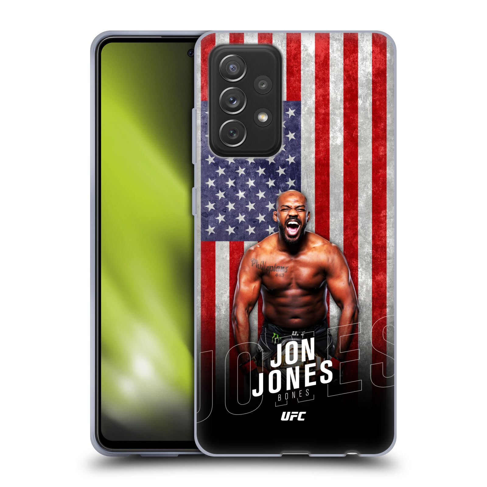 Obal na mobil Samsung Galaxy A72 / A72 5G - HEAD CASE - Jon Jones - UFC USA Vlajka