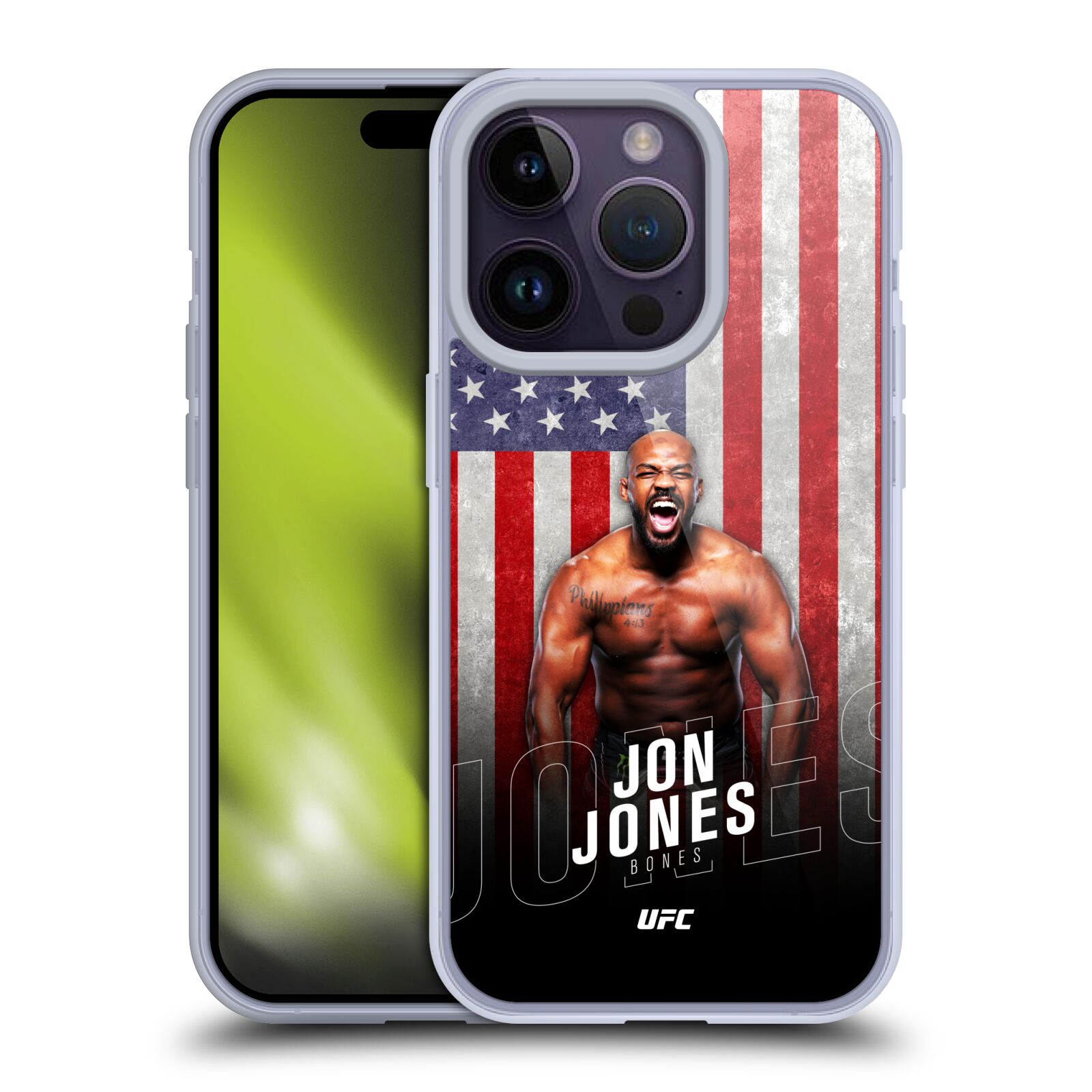 Obal na mobil Apple Iphone 14 PRO - HEAD CASE - Jon Jones - UFC USA Vlajka