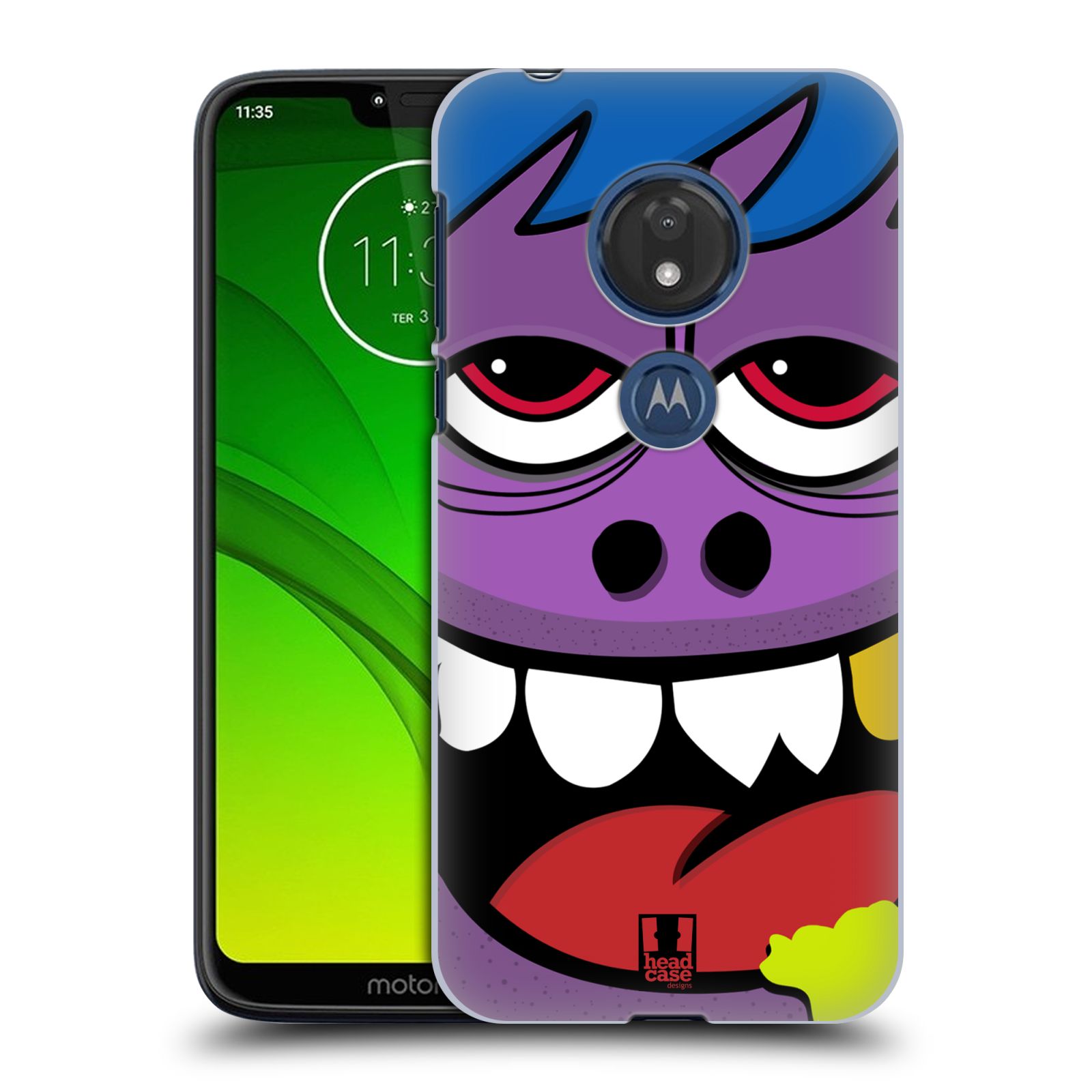 Pouzdro na mobil Motorola Moto G7 Play vzor Kreslené ošklivé tváře FIALOVÁ