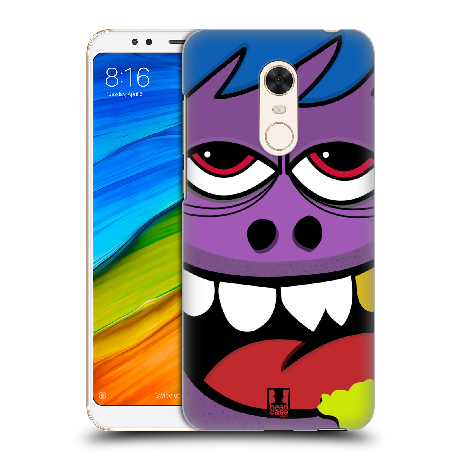 HEAD CASE plastový obal na mobil Xiaomi Redmi 5 PLUS vzor Kreslené ošklivé tváře FIALOVÁ
