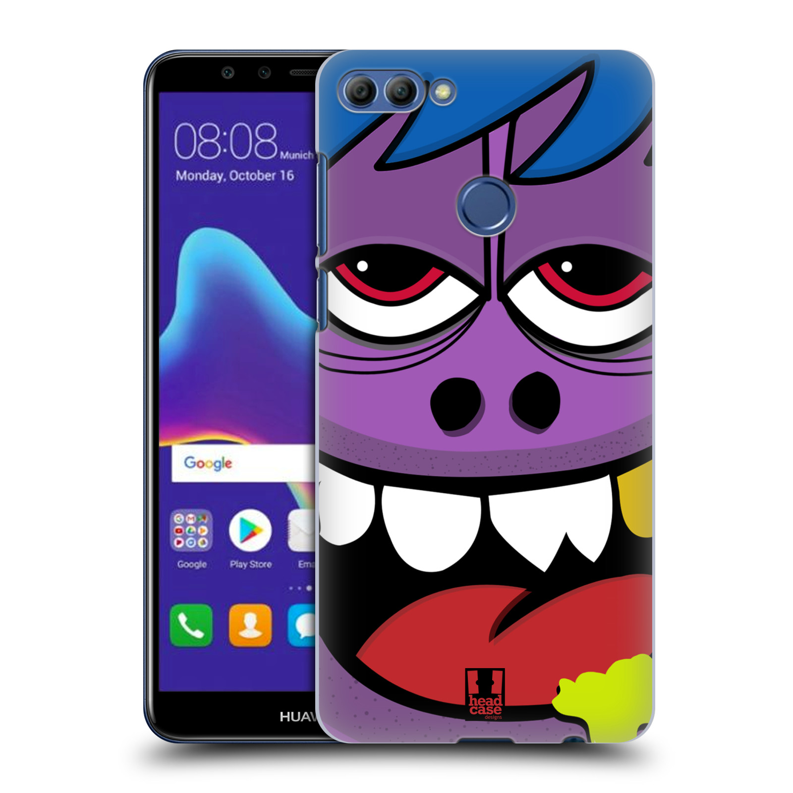 HEAD CASE plastový obal na mobil Huawei Y9 2018 vzor Kreslené ošklivé tváře FIALOVÁ
