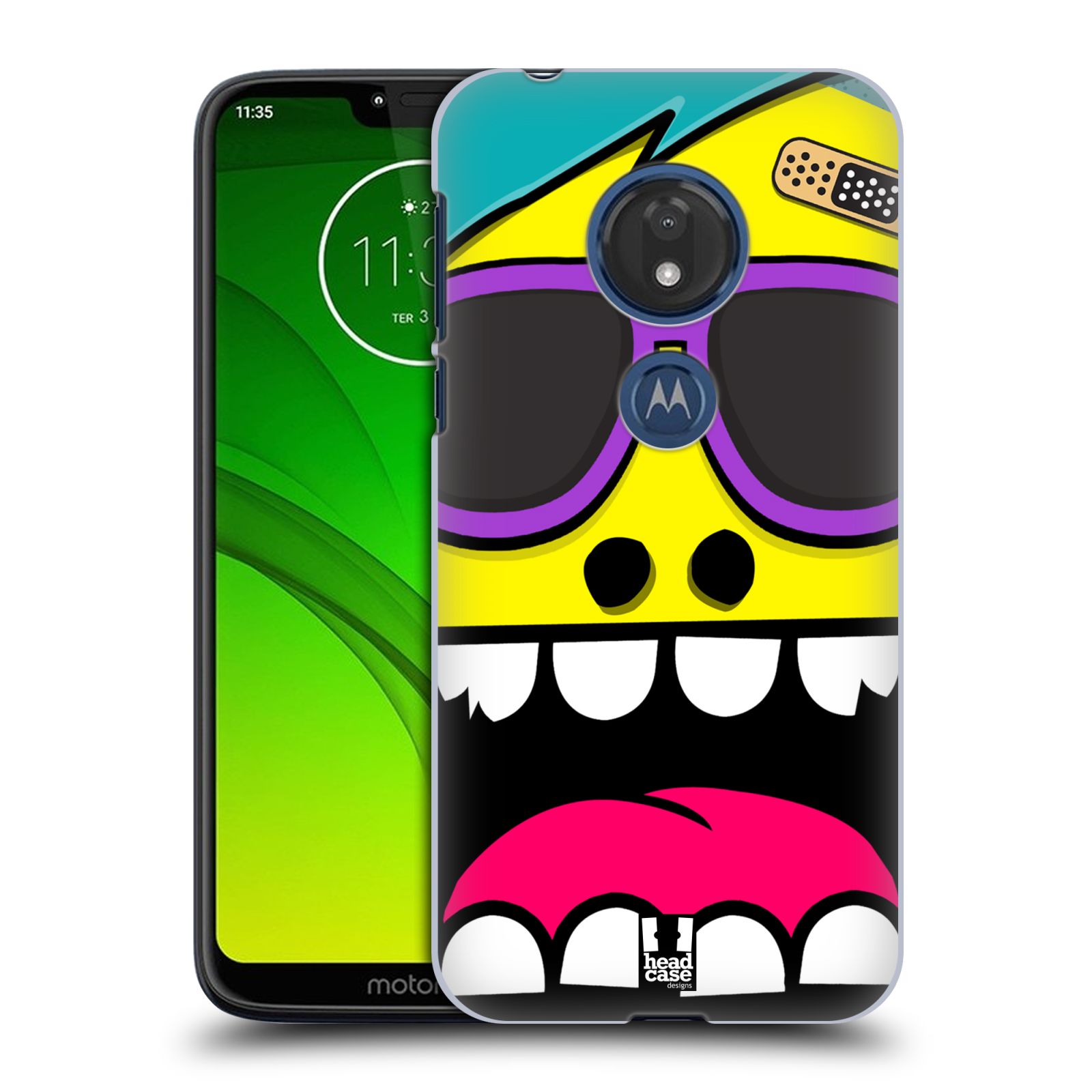 Pouzdro na mobil Motorola Moto G7 Play vzor Kreslené ošklivé tváře ŽLUTÁ