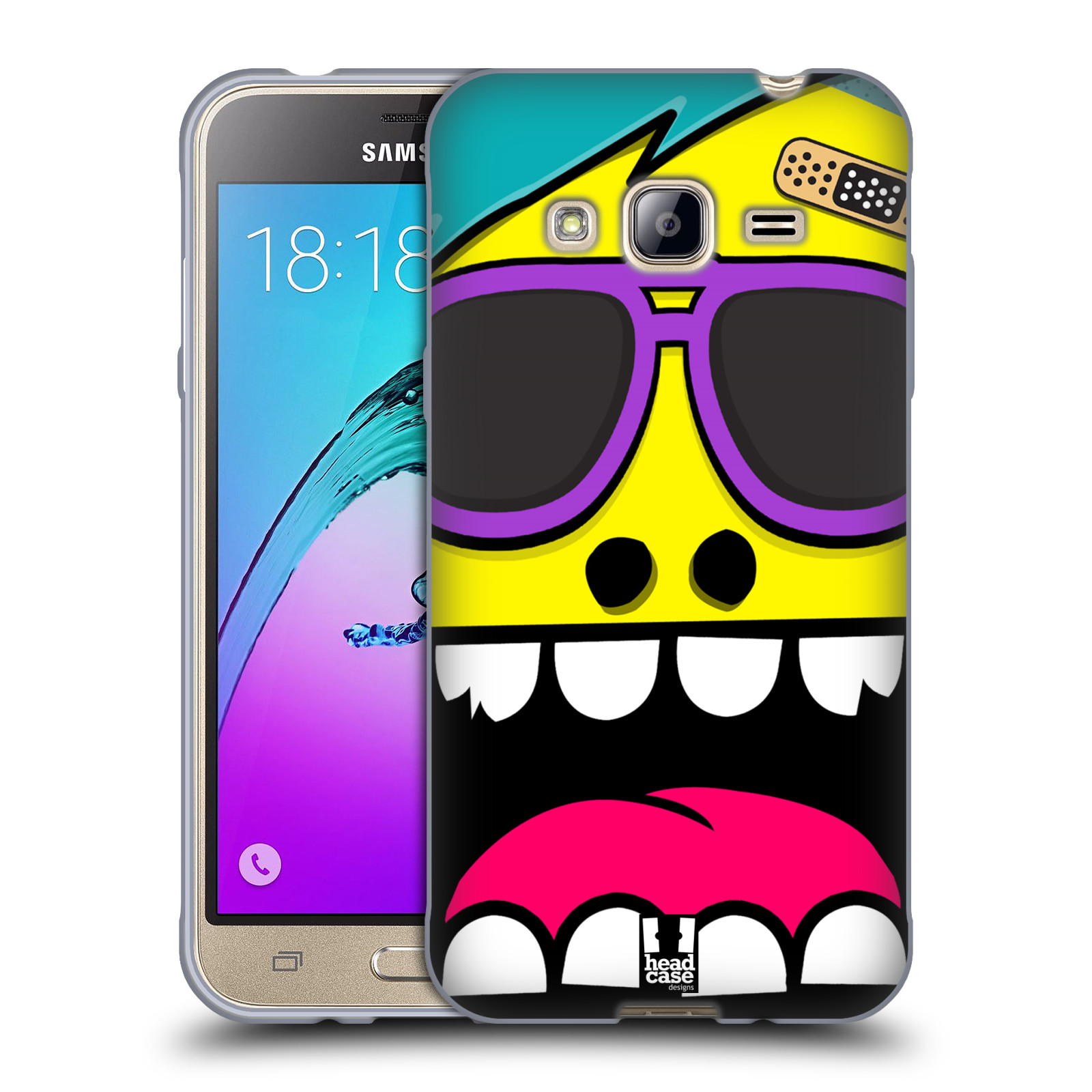 HEAD CASE silikonový obal na mobil Samsung Galaxy J3, J3 2016 vzor Kreslené ošklivé tváře ŽLUTÁ