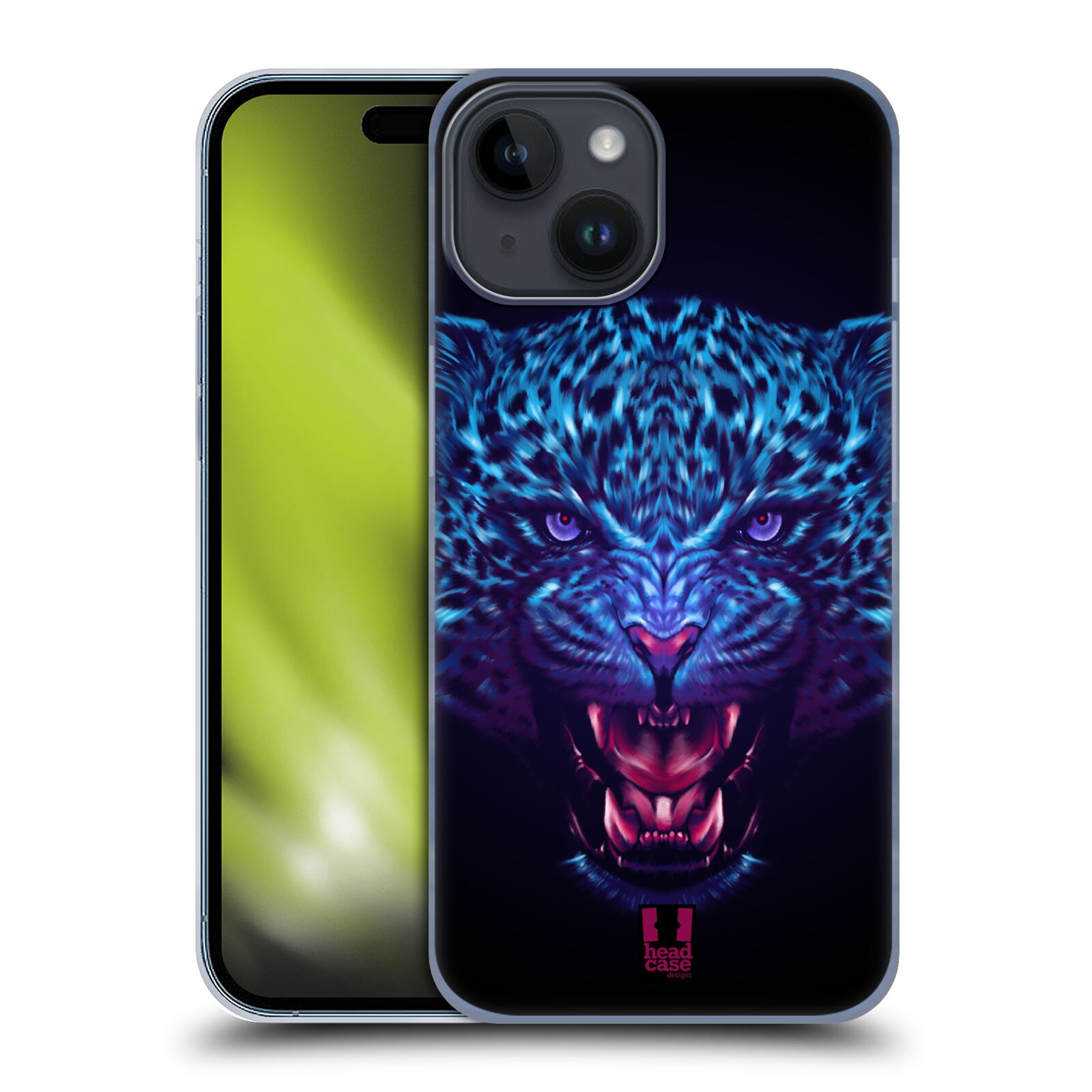 Plastový obal HEAD CASE na mobil Apple Iphone 15  - Neonové zvíře - Jaguár