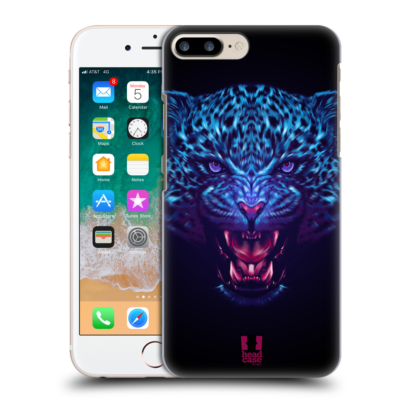 Plastový obal HEAD CASE na mobil Apple Iphone 7+ (7 PLUS) / 8+ (8 PLUS)  - Neonové zvíře - Jaguár