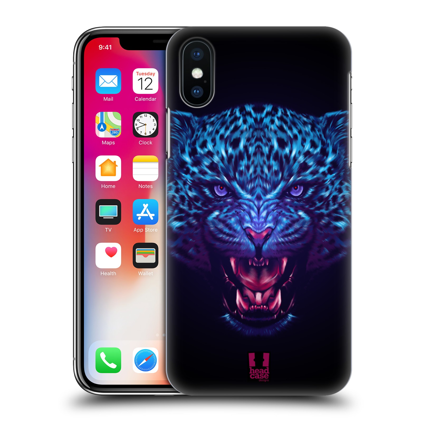 Plastový obal HEAD CASE na mobil Apple Iphone X / XS  - Neonové zvíře - Jaguár