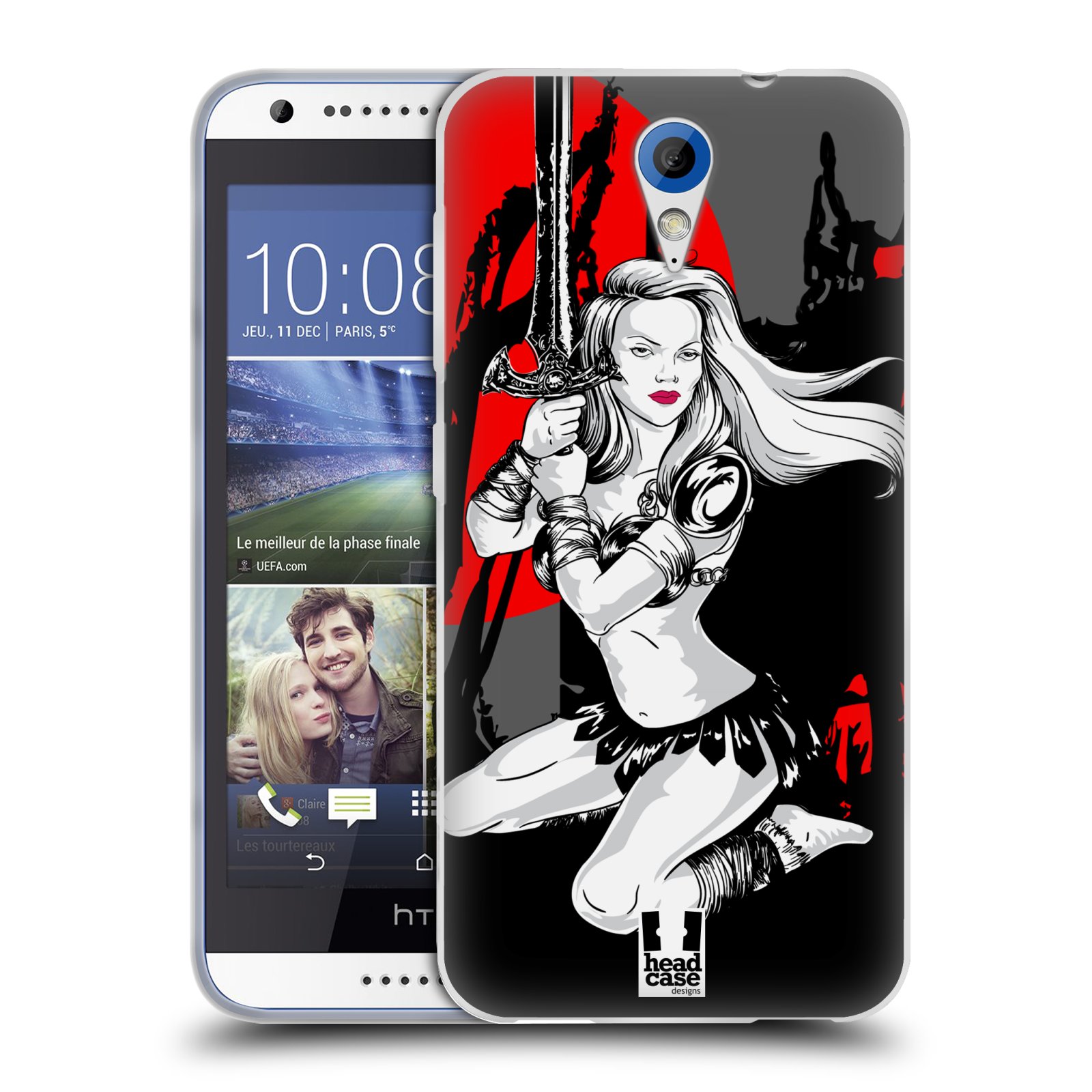 HEAD CASE silikonový obal na mobil HTC DESIRE 620 vzor Komixové bojovnice AMAZONKA