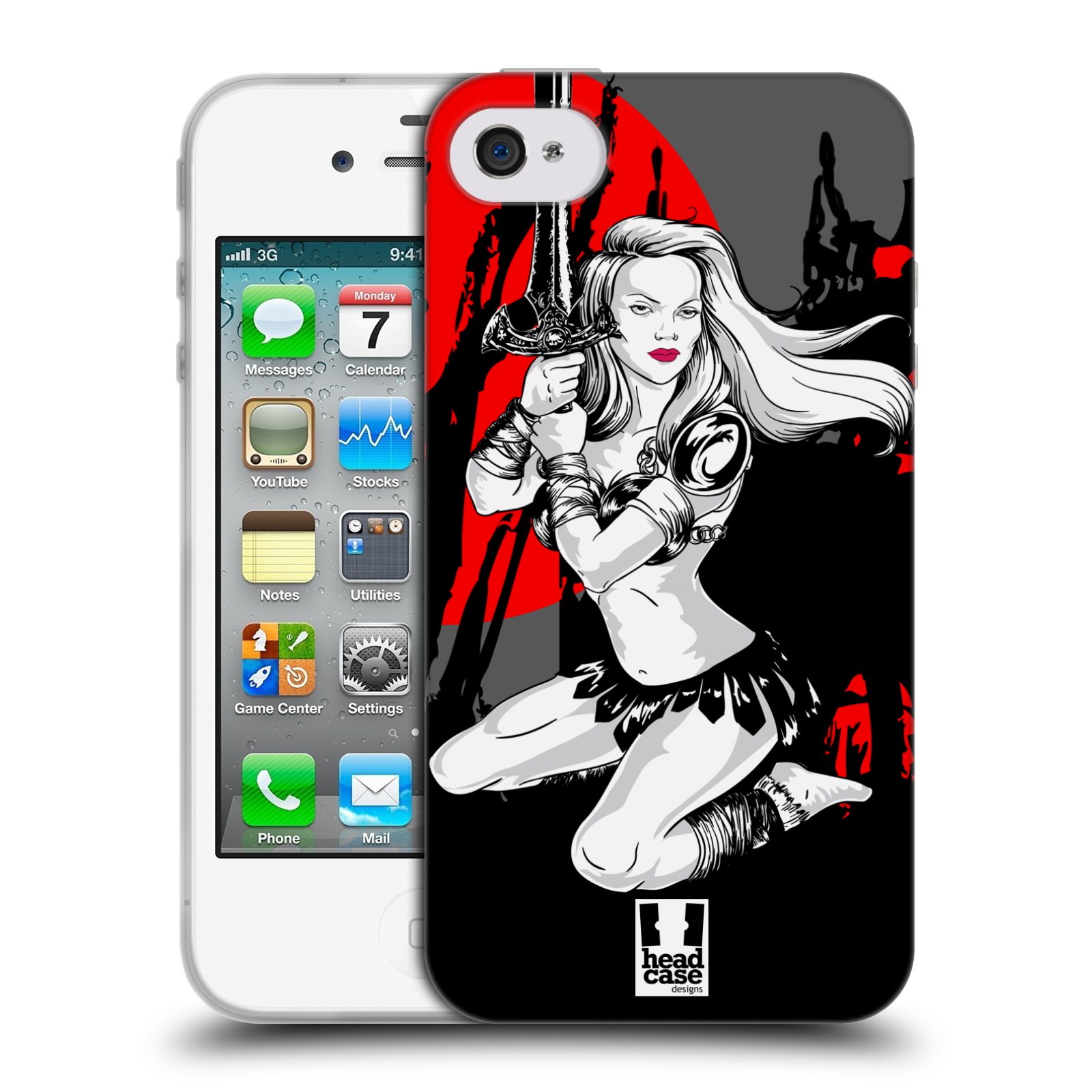 HEAD CASE silikonový obal na mobil Apple Iphone 4/4S vzor Komixové bojovnice AMAZONKA