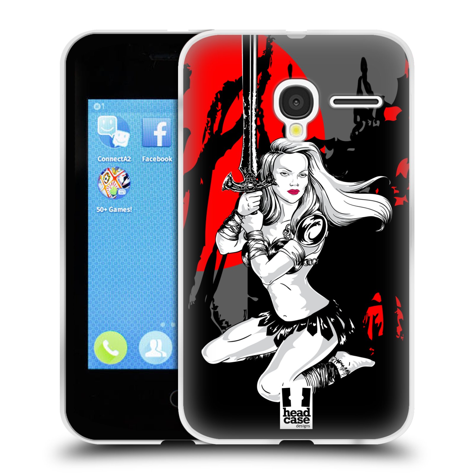HEAD CASE silikonový obal na mobil Alcatel PIXI 3 OT-4022D (3,5 palcový displej) vzor Komixové bojovnice AMAZONKA