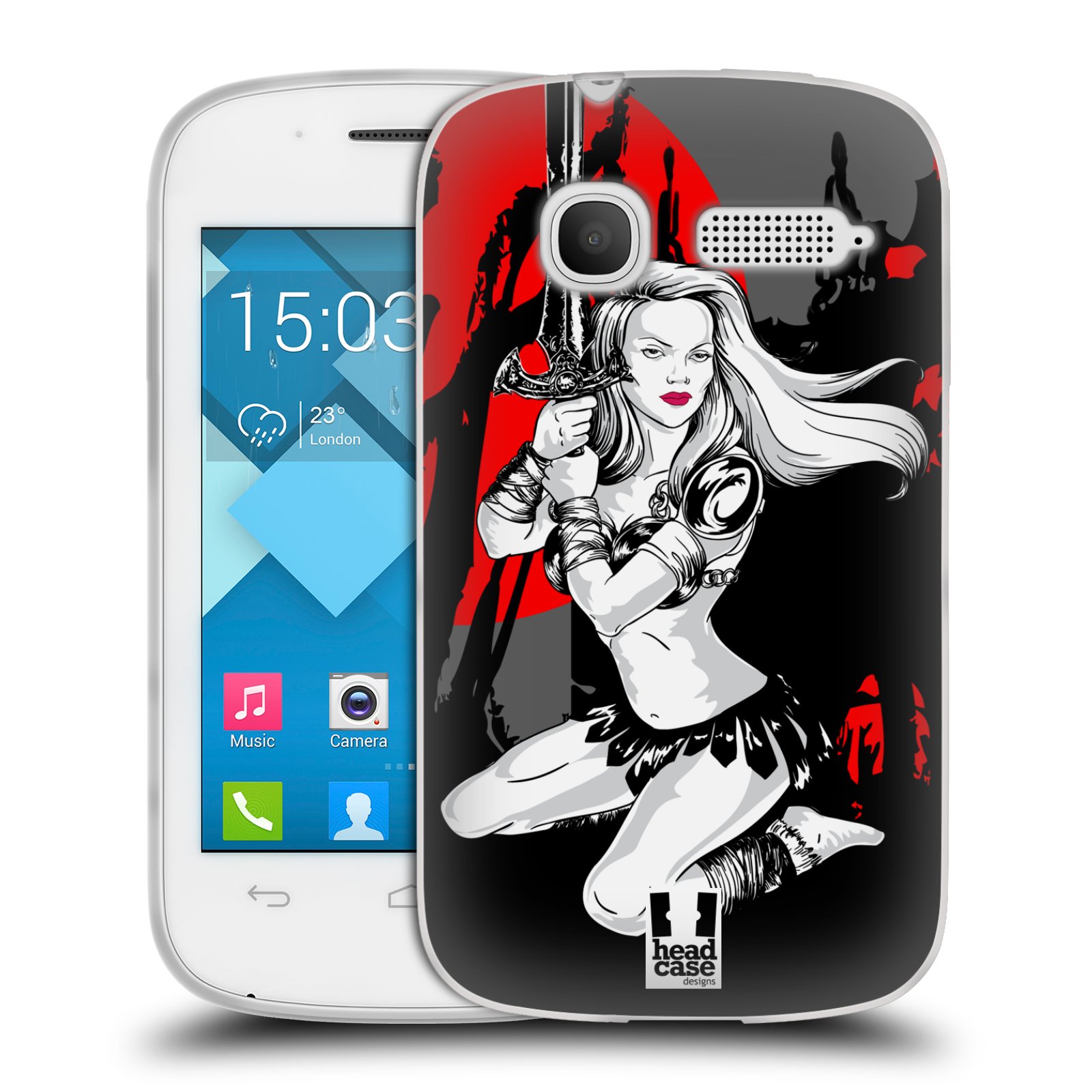 HEAD CASE silikonový obal na mobil Alcatel POP C1 OT-4015D vzor Komixové bojovnice AMAZONKA