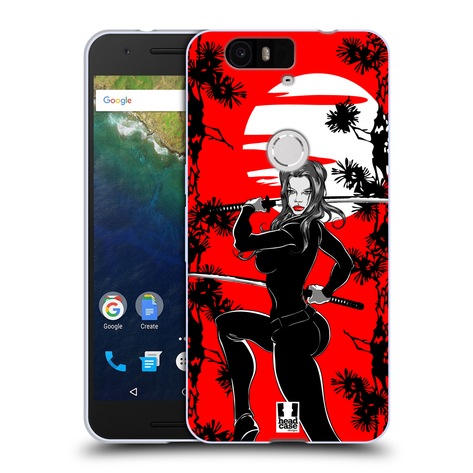 HEAD CASE silikonový obal na mobil HUAWEI NEXUS 6P vzor Komixové bojovnice KATANA