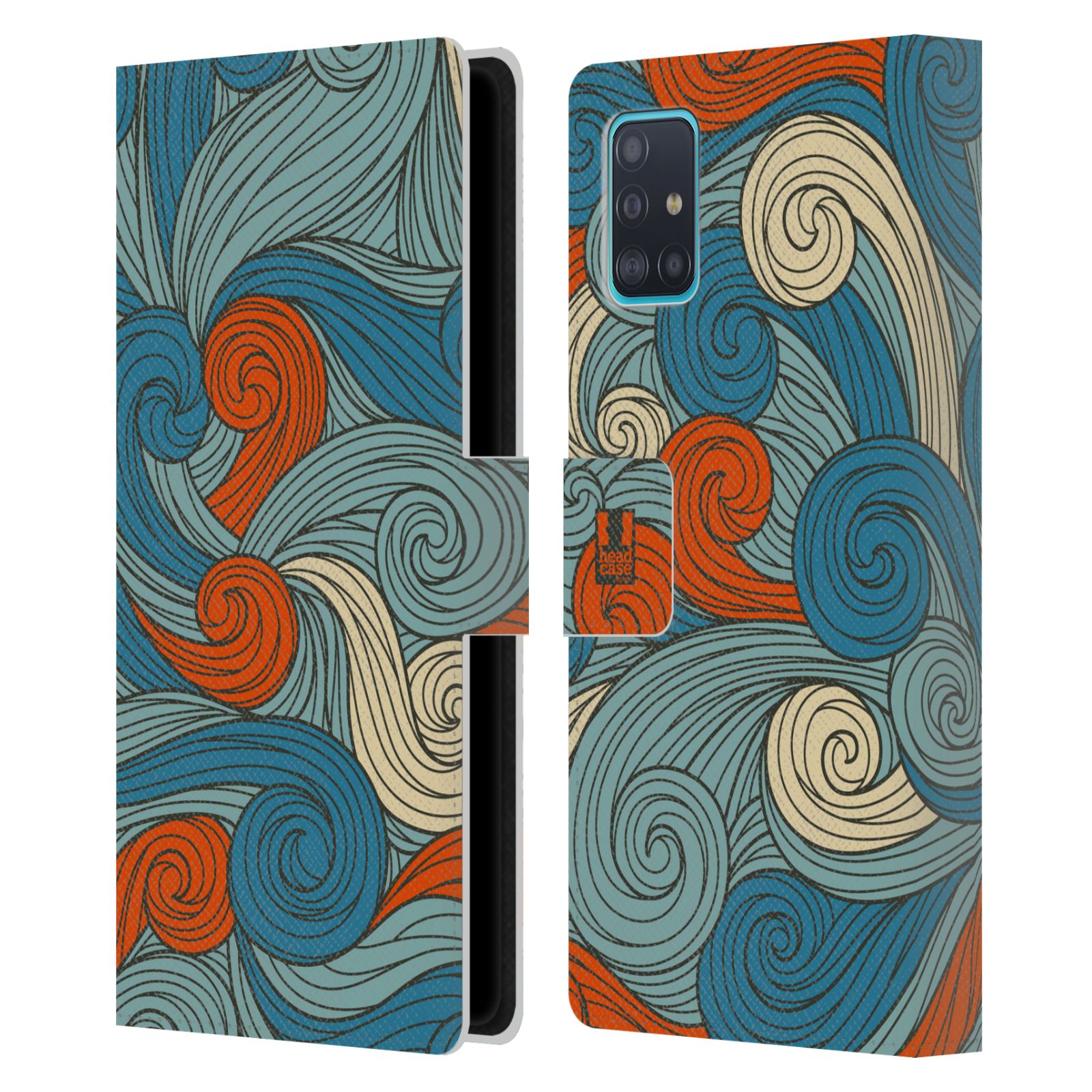 Pouzdro na mobil Samsung Galaxy A51 (A515F) barevné vlny oranžová a modrá
