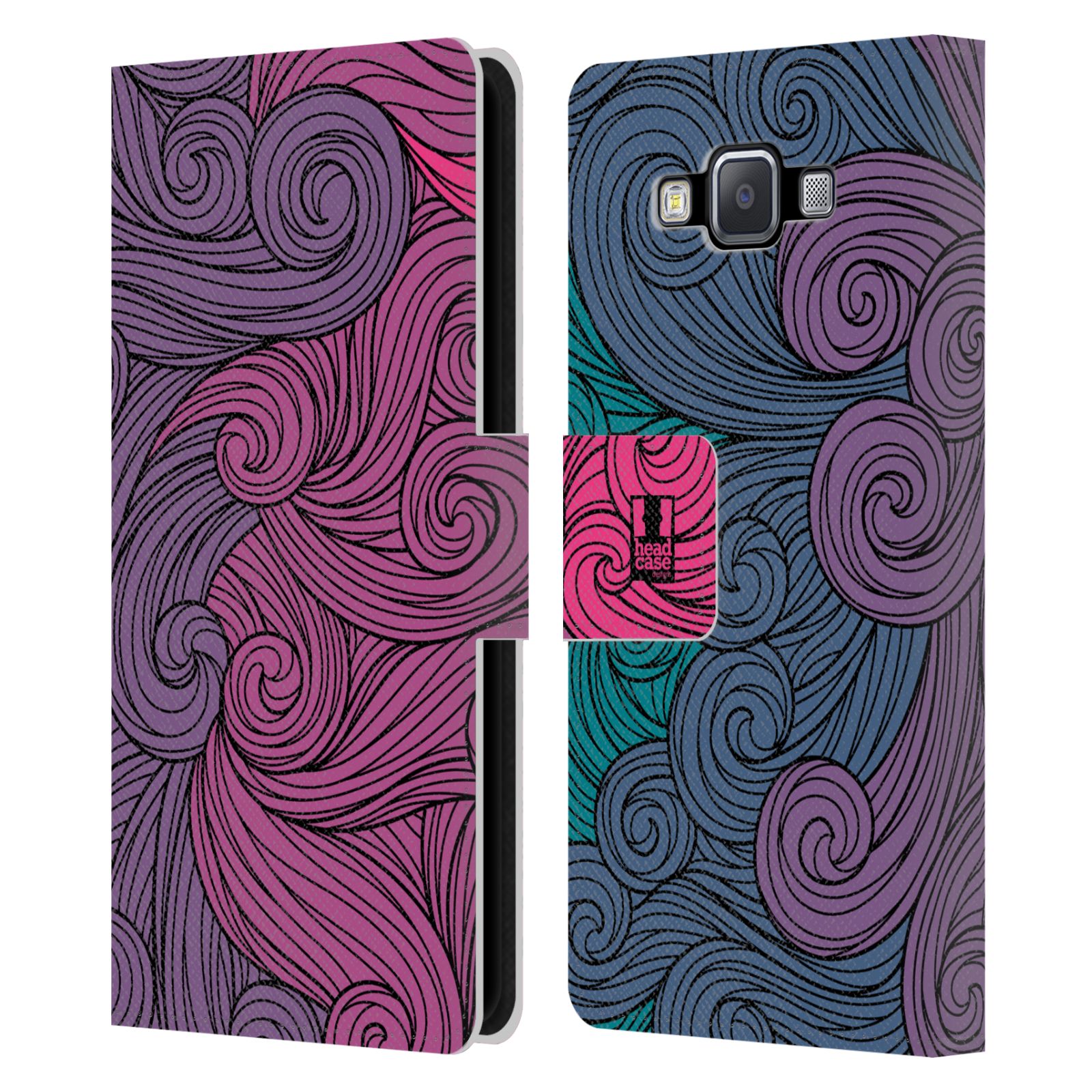 HEAD CASE Flipové pouzdro pro mobil Samsung Galaxy A5 barevné vlny růžová a modrá