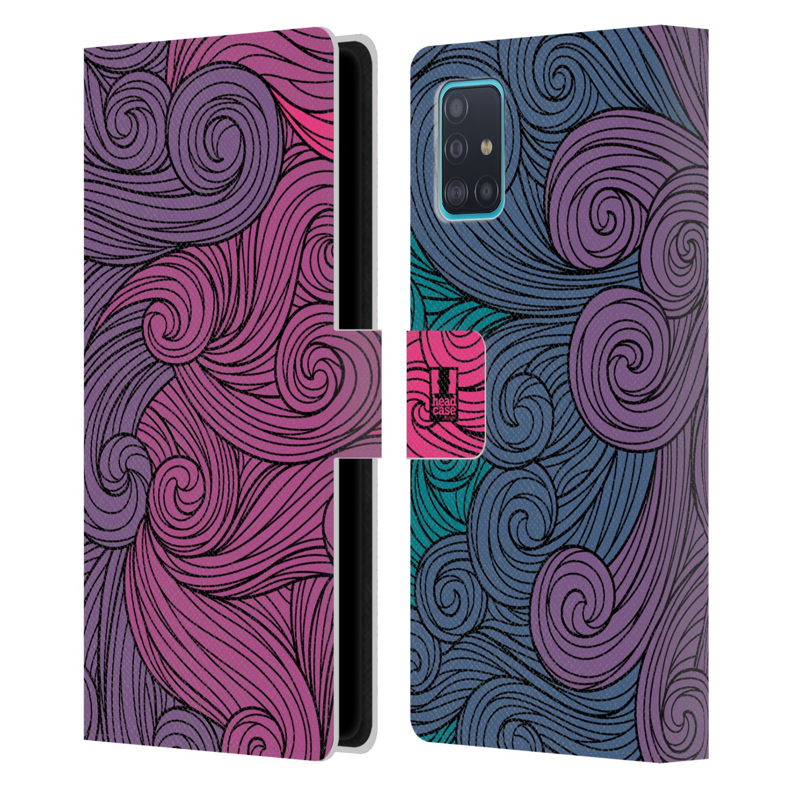 Pouzdro na mobil Samsung Galaxy A51 (A515F) barevné vlny růžová a modrá
