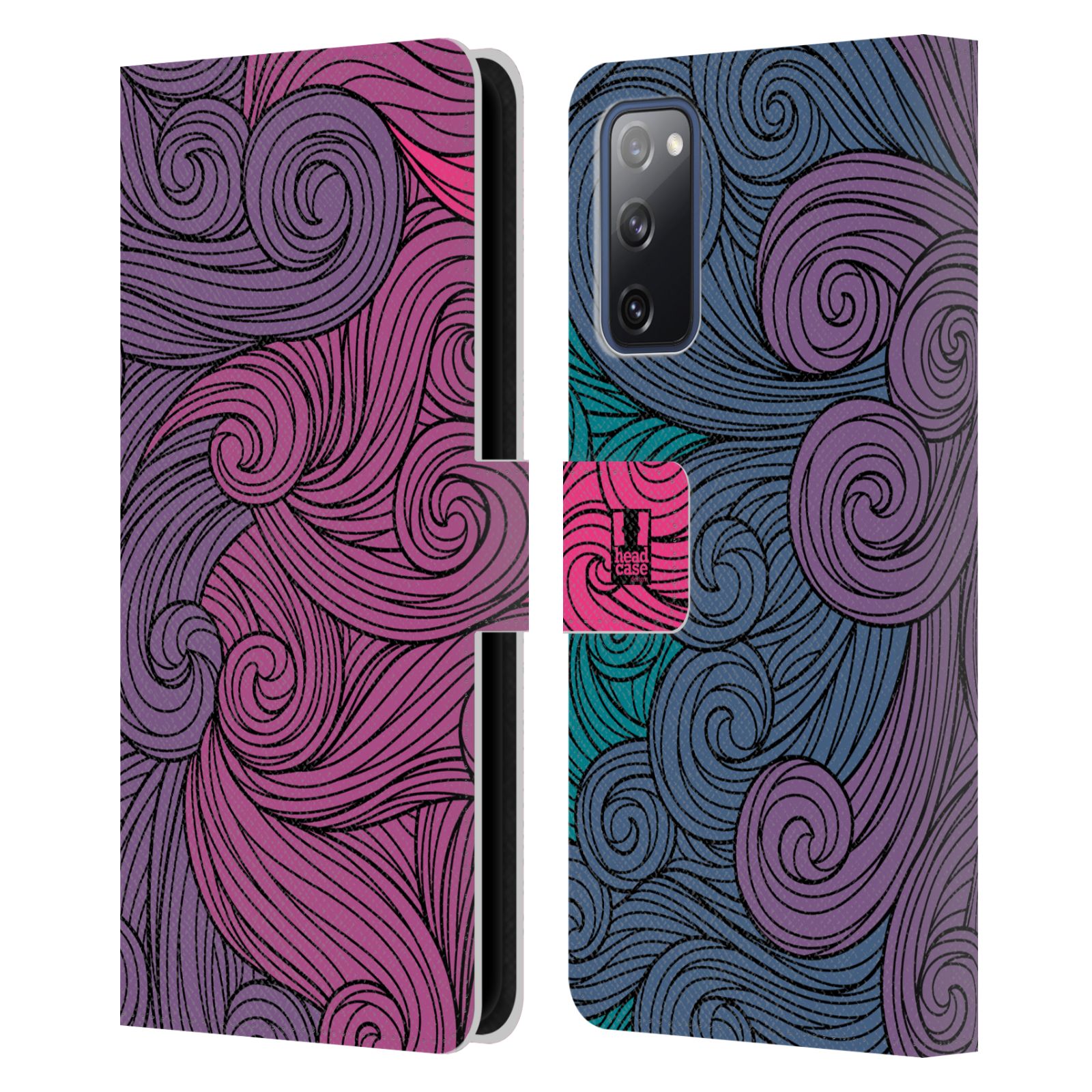 Pouzdro HEAD CASE na mobil Samsung Galaxy S20 FE / S20 FE 5G barevné vlny růžová a modrá