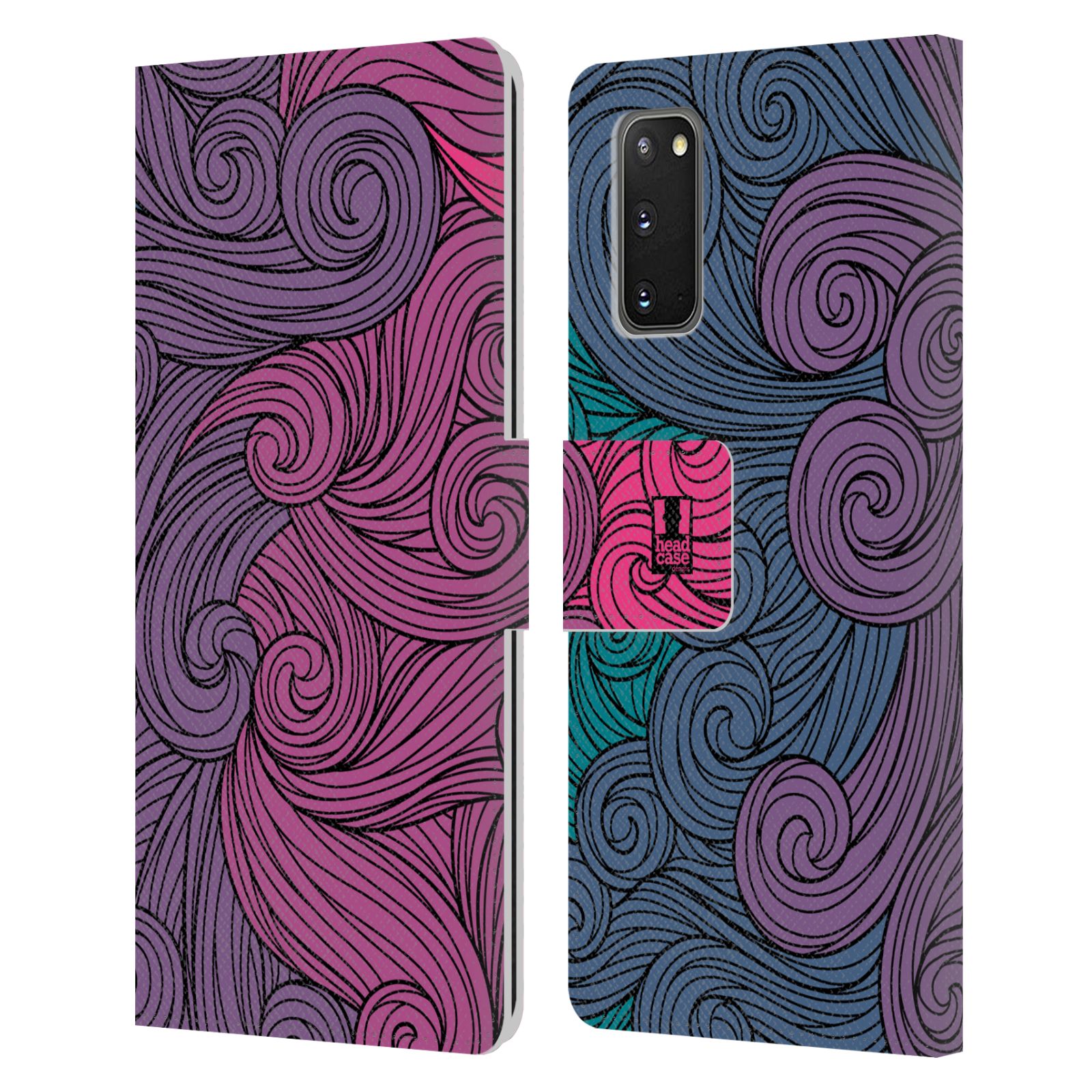 Pouzdro na mobil Samsung Galaxy S20 barevné vlny růžová a modrá