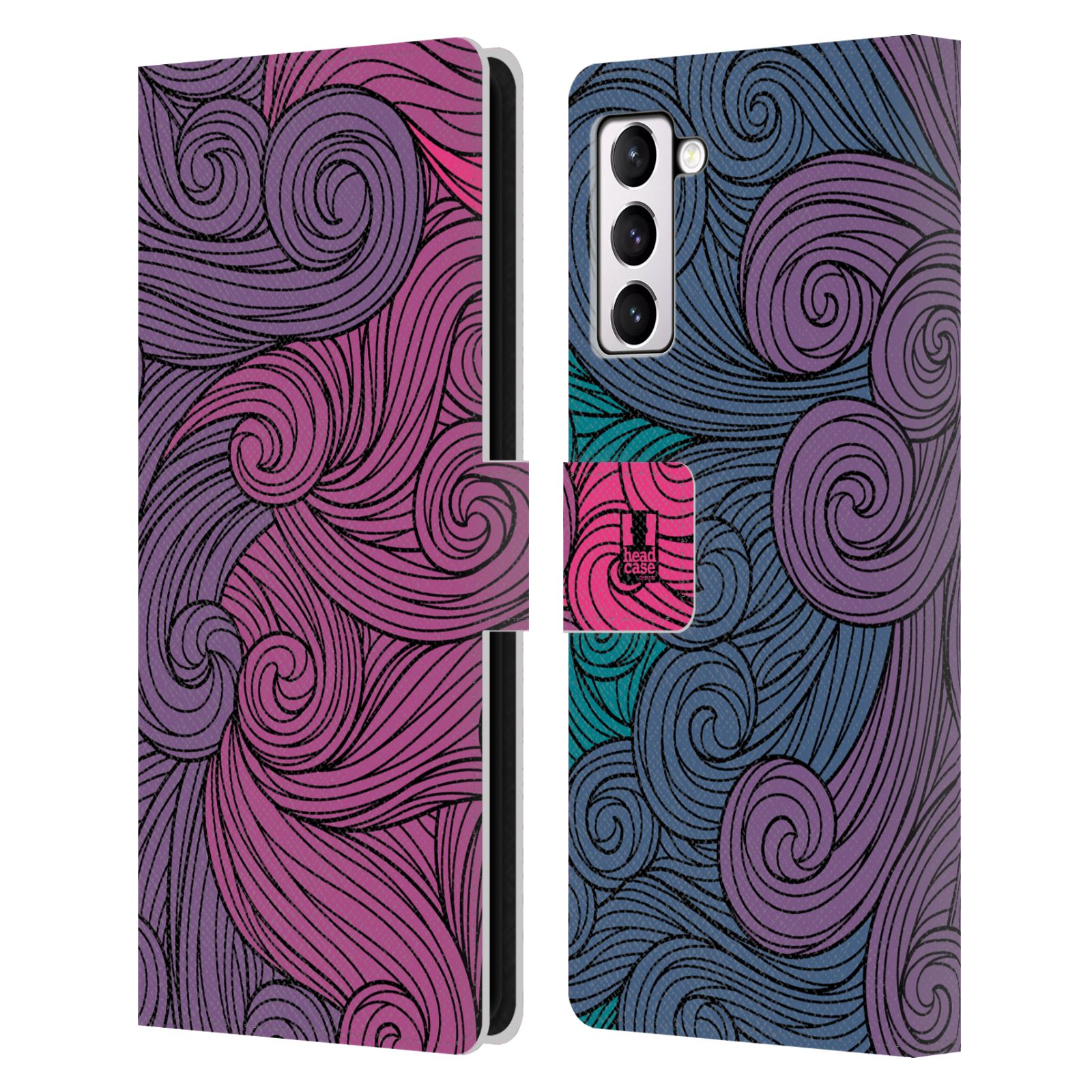 Pouzdro HEAD CASE na mobil Samsung Galaxy S21+ 5G / S21 PLUS 5G barevné vlny růžová a modrá