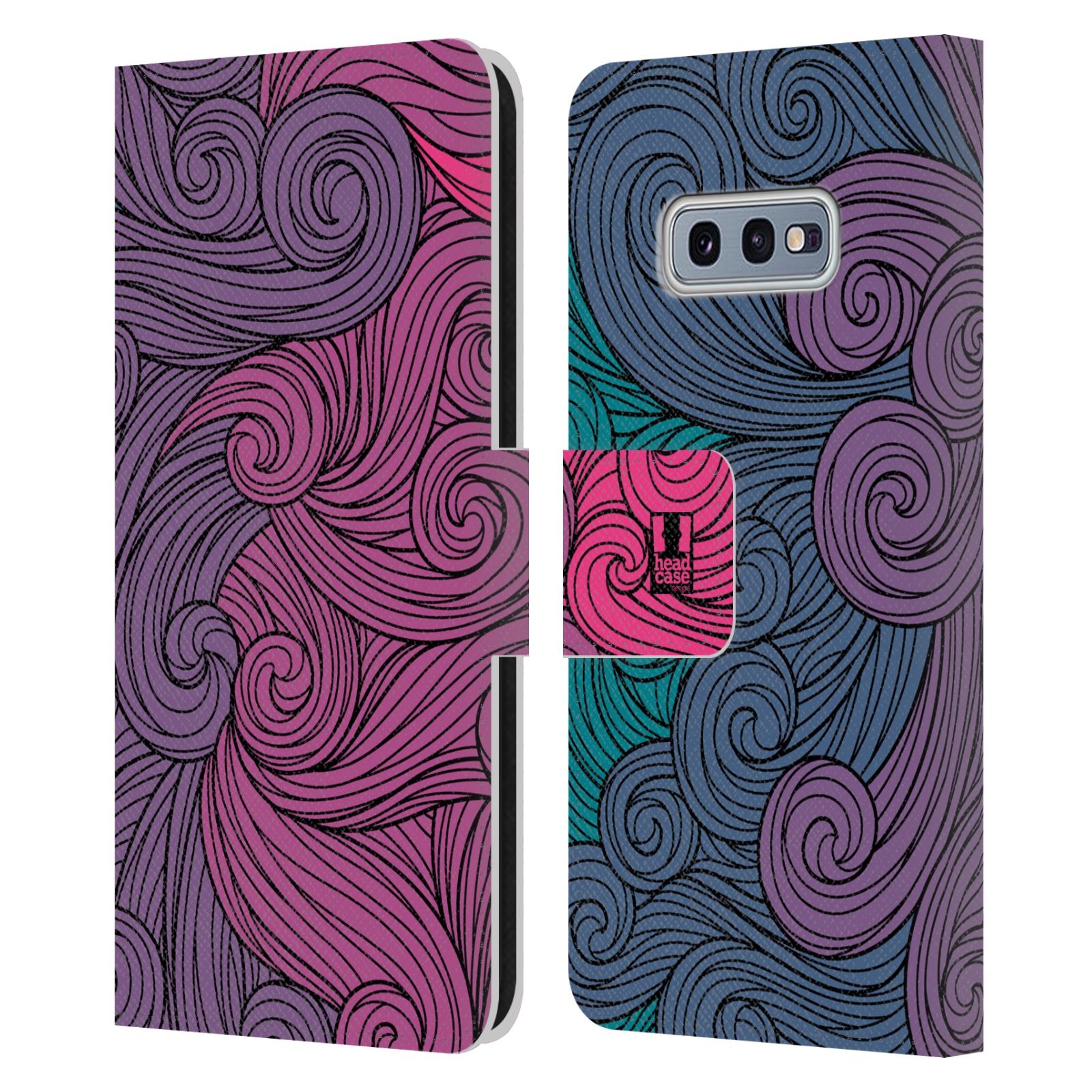 Pouzdro HEAD CASE na mobil Samsung Galaxy S10e barevné vlny růžová a modrá
