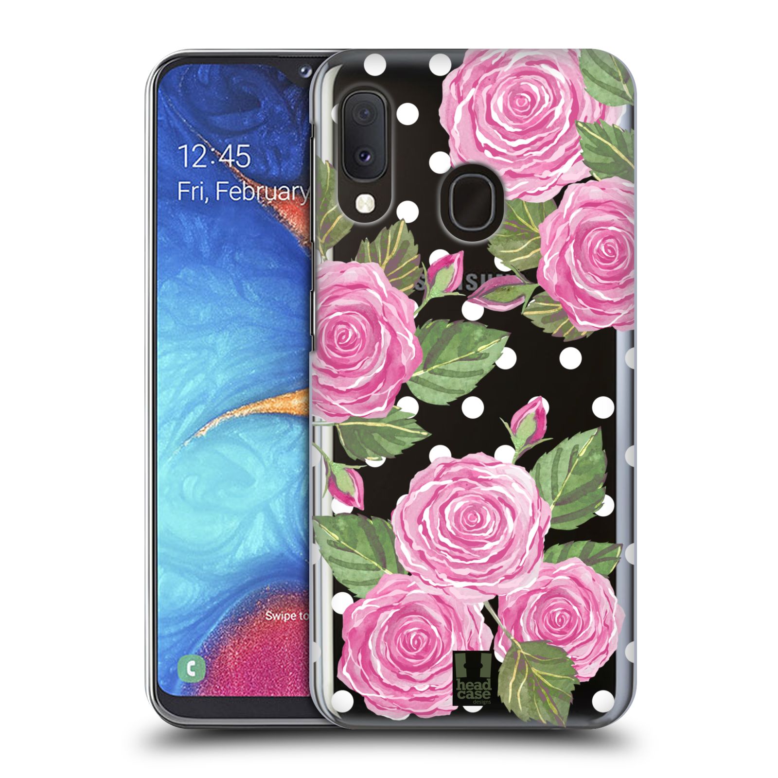 Pouzdro na mobil Samsung Galaxy A20e - HEAD CASE - Anglické růže růžová barva