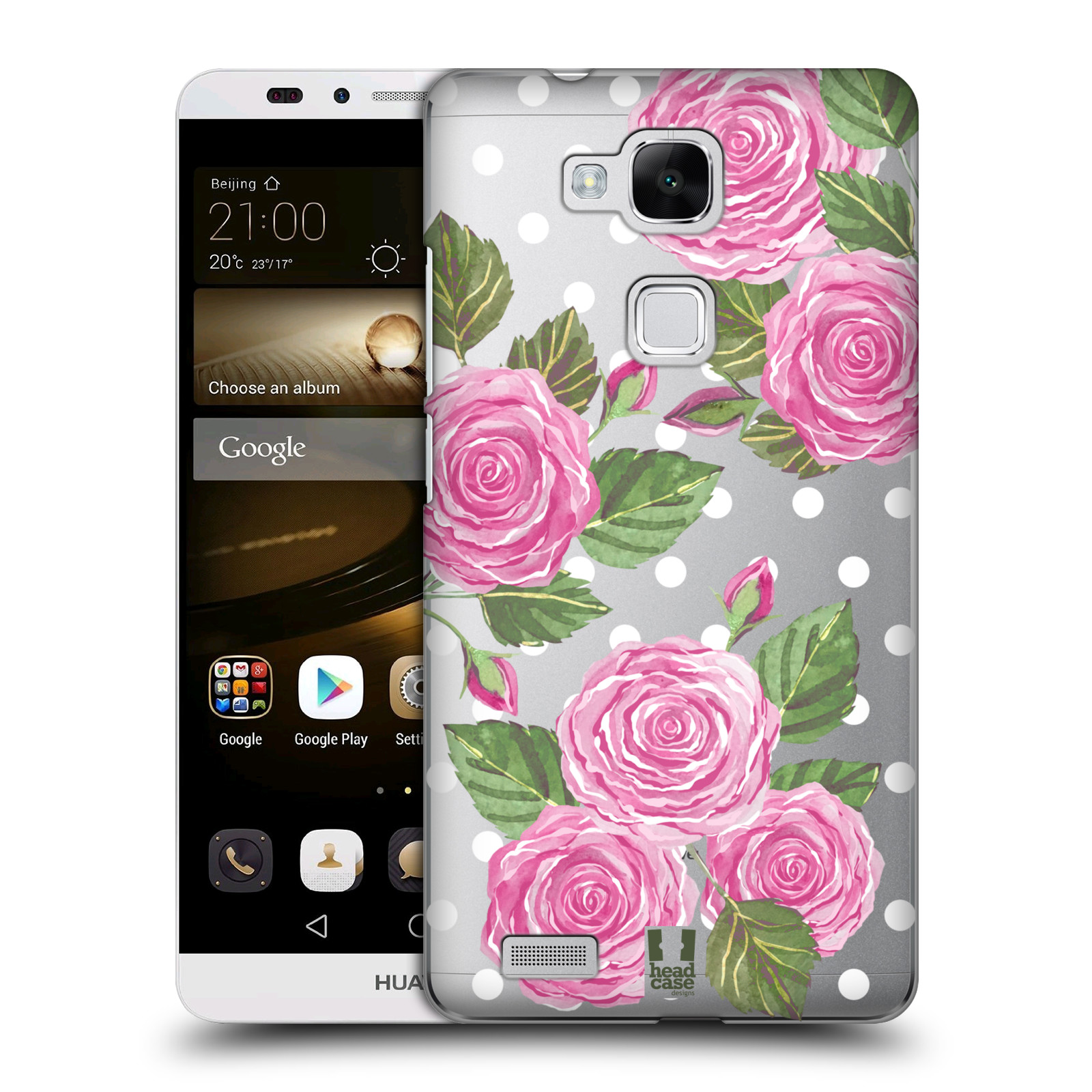 HEAD CASE plastový obal na mobil Huawei Mate 7 Anglické růže růžová barva