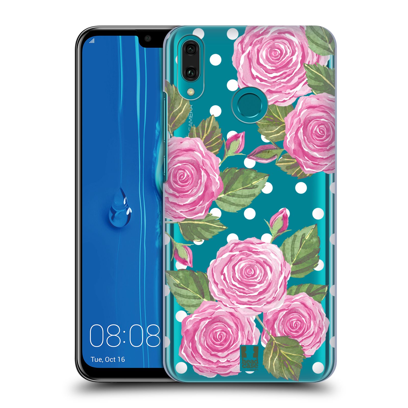 Pouzdro na mobil Huawei Y9 2019 - HEAD CASE - Anglické růže růžová barva